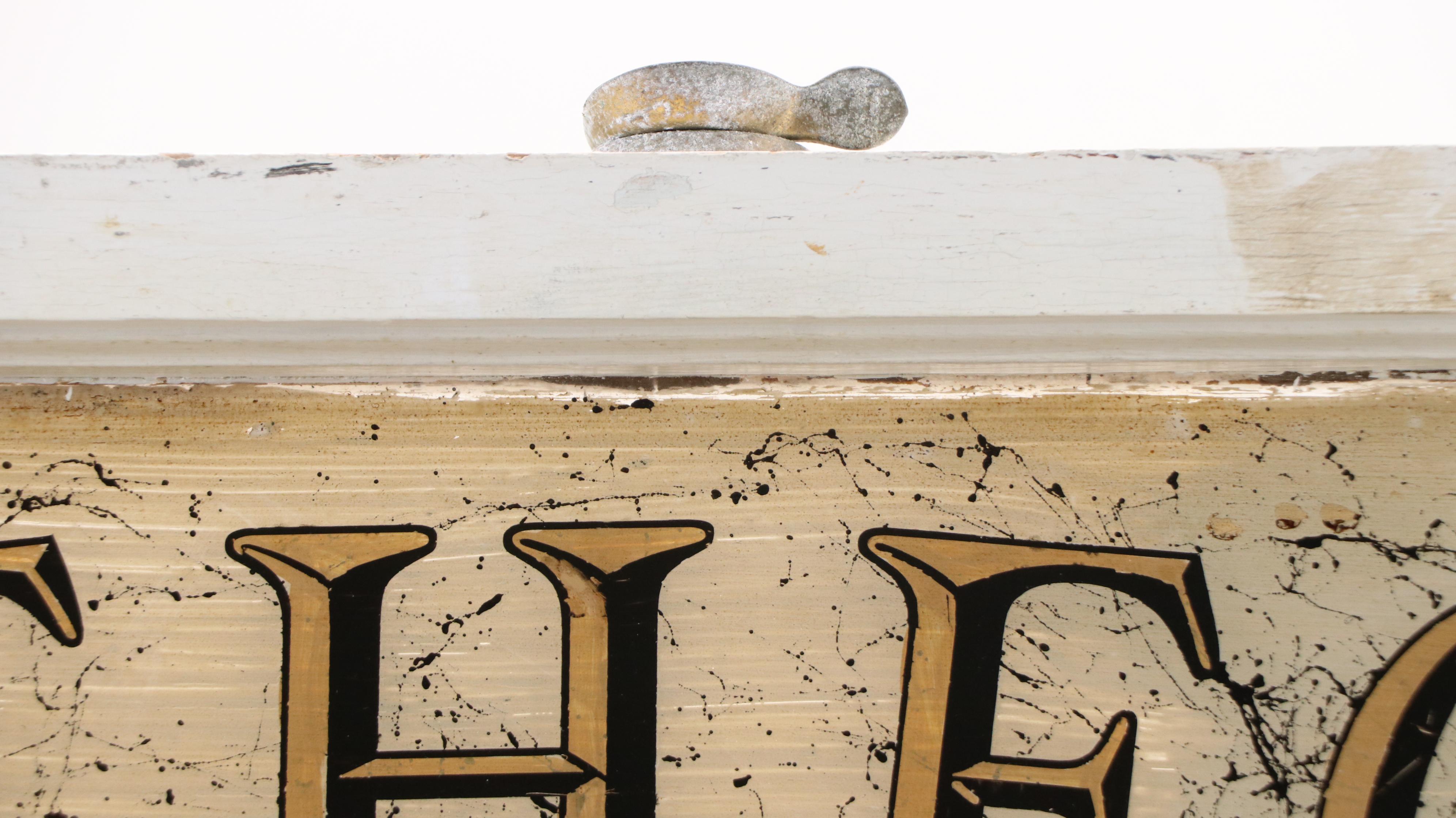 Reverse-Painted Rose & Co Apothecary Advertising Window Pane