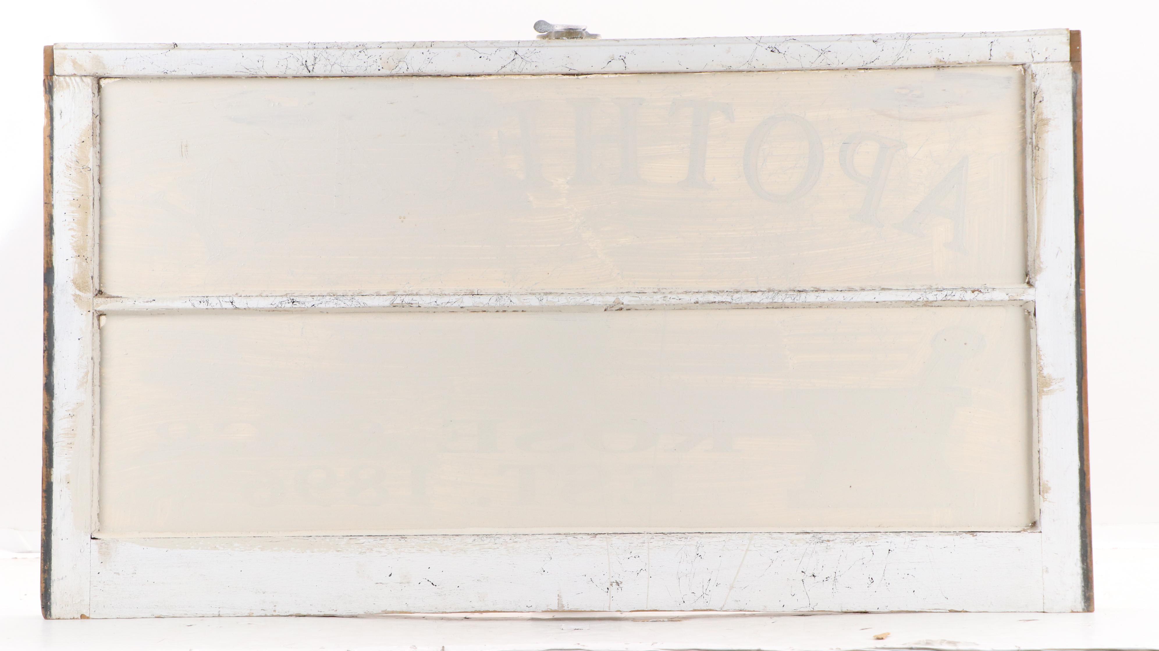 Reverse-Painted Rose & Co Apothecary Advertising Window Pane