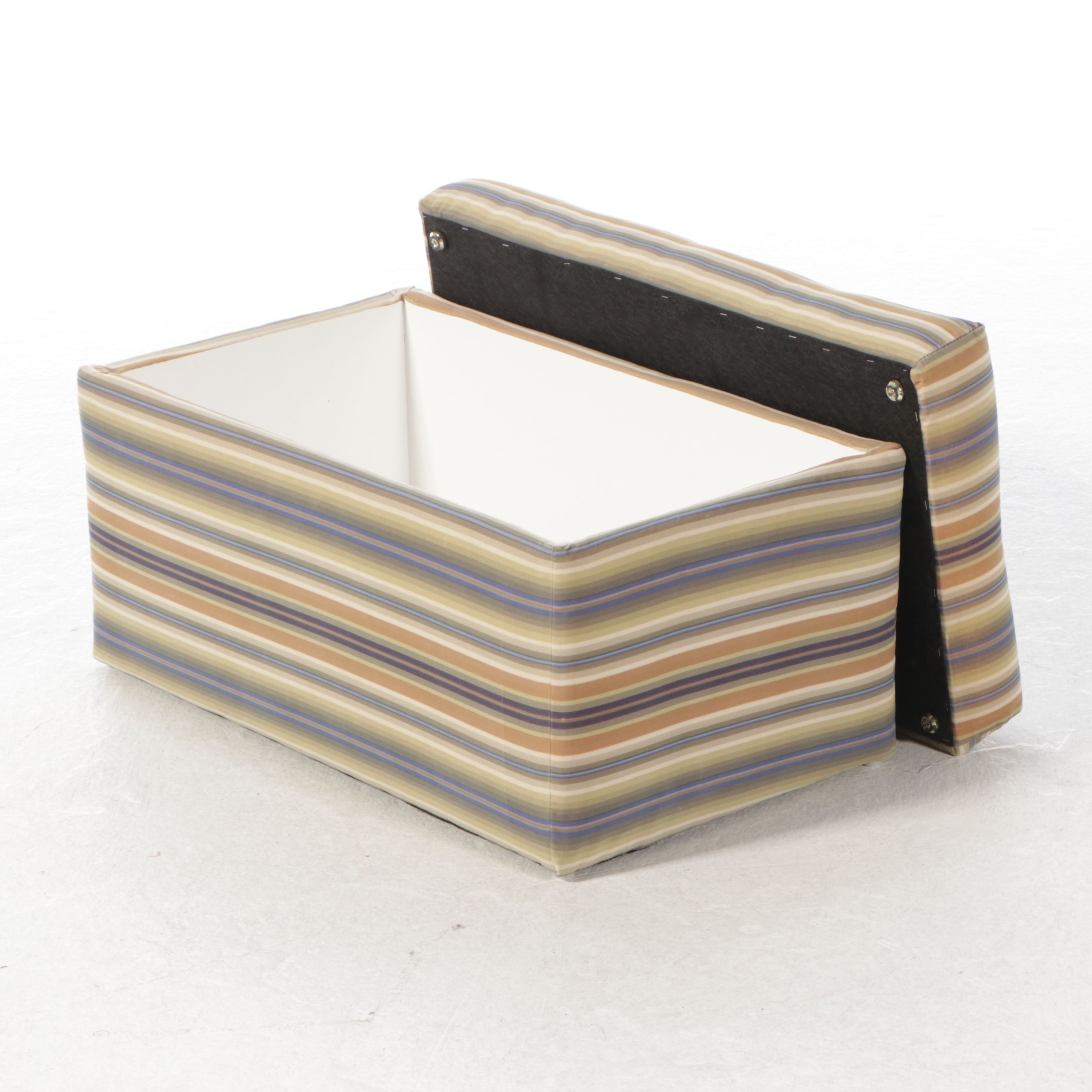 Storage Chest with Wicker Baskets and Upholstered Storage Ottoman