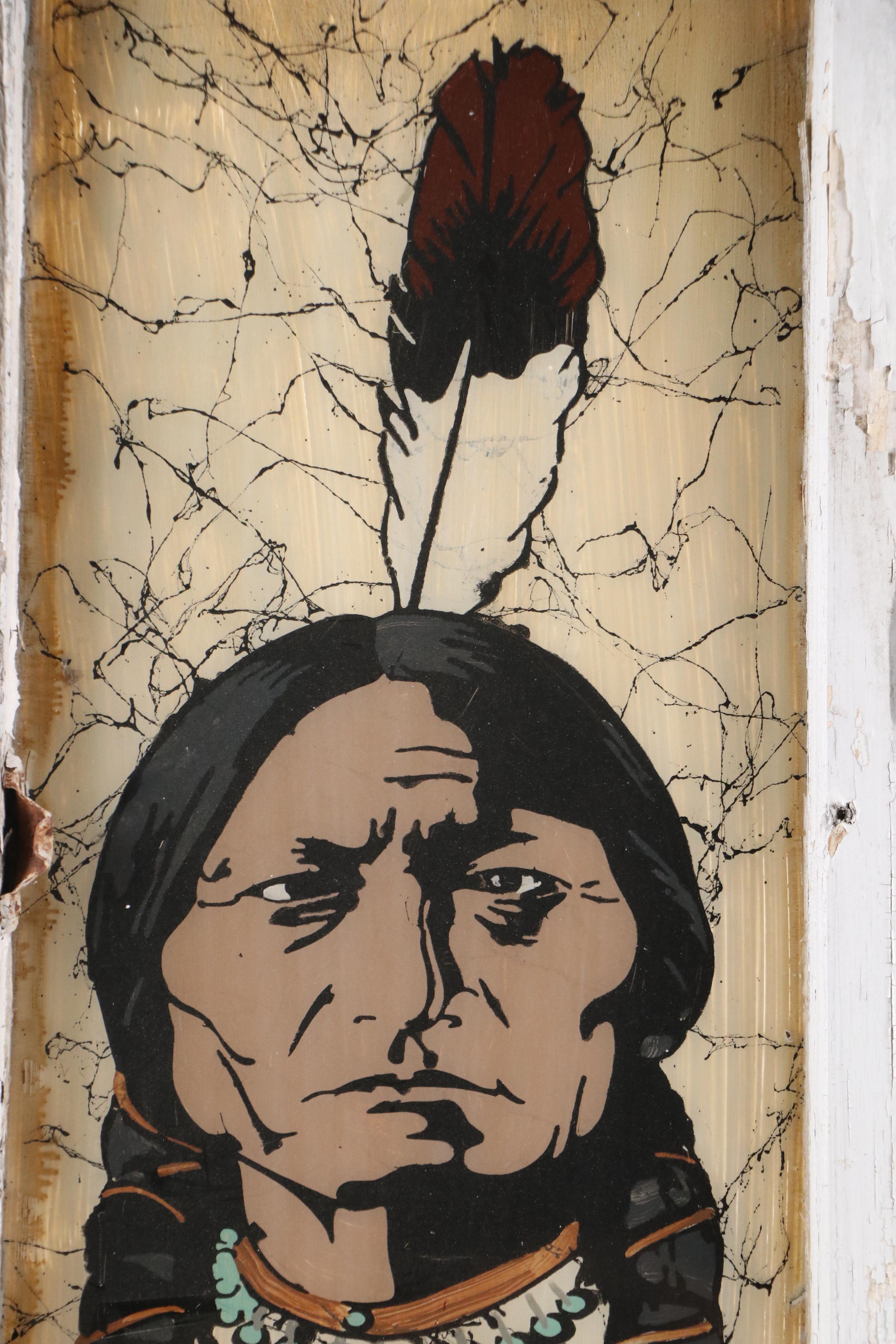 Reverse Painted Cigar Advertising Window Pane