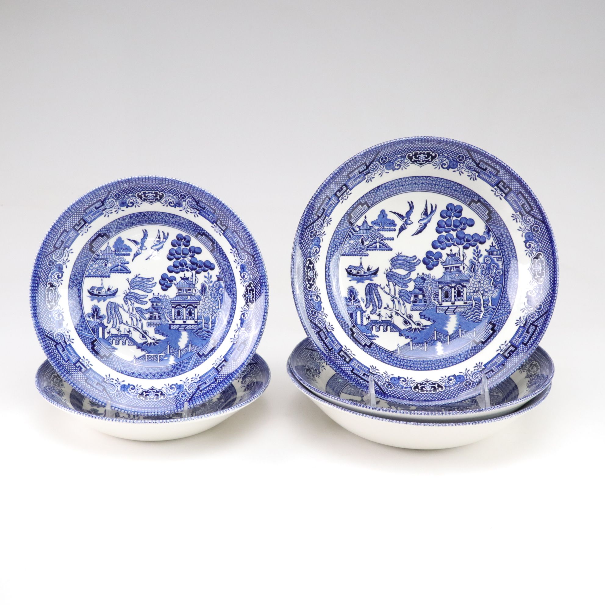 Churchill "Blue Willow" Set of Dinnerware with Soup Tureen and Serving Platters