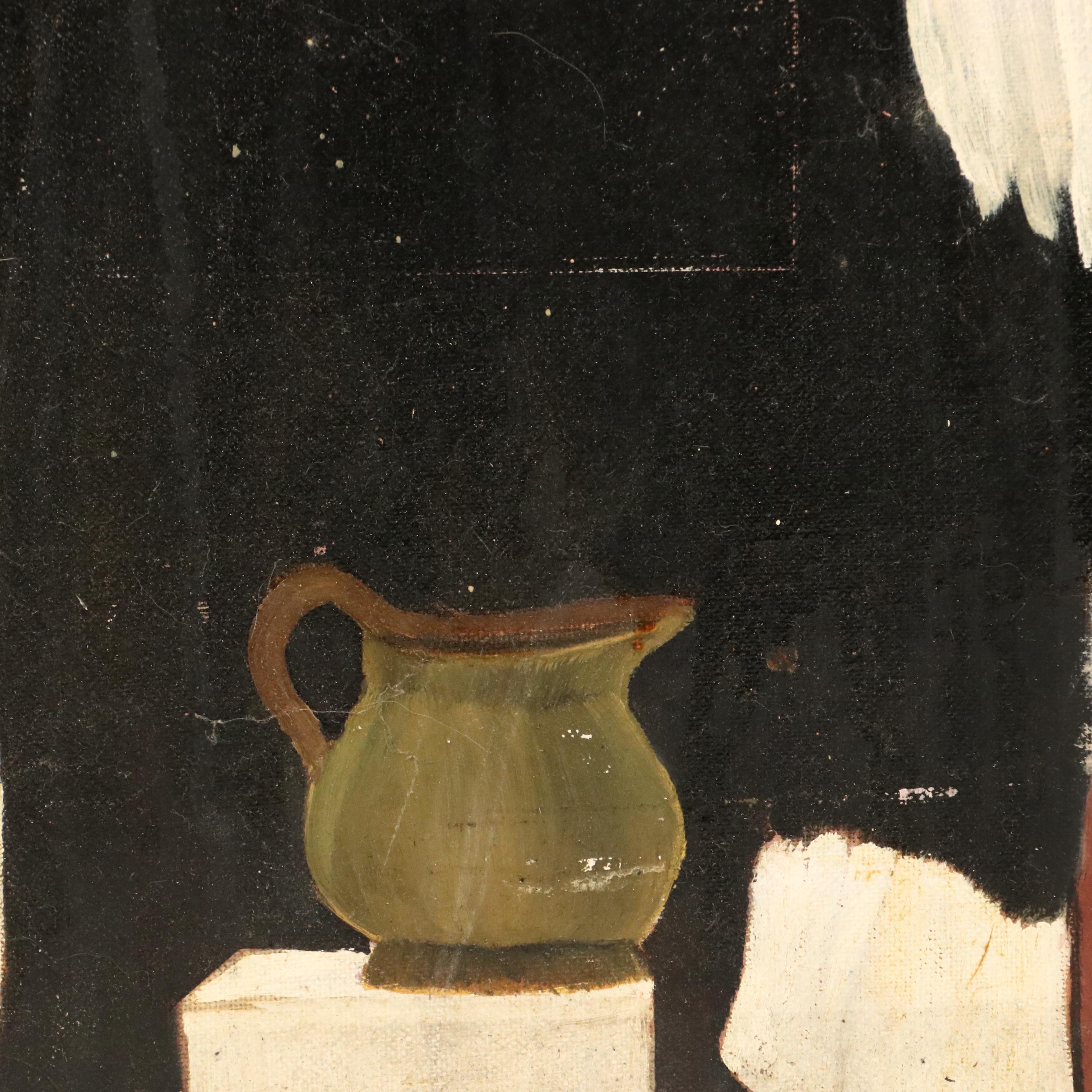 Tom Willis Stylized Portrait Oil Painting of Nude Woman