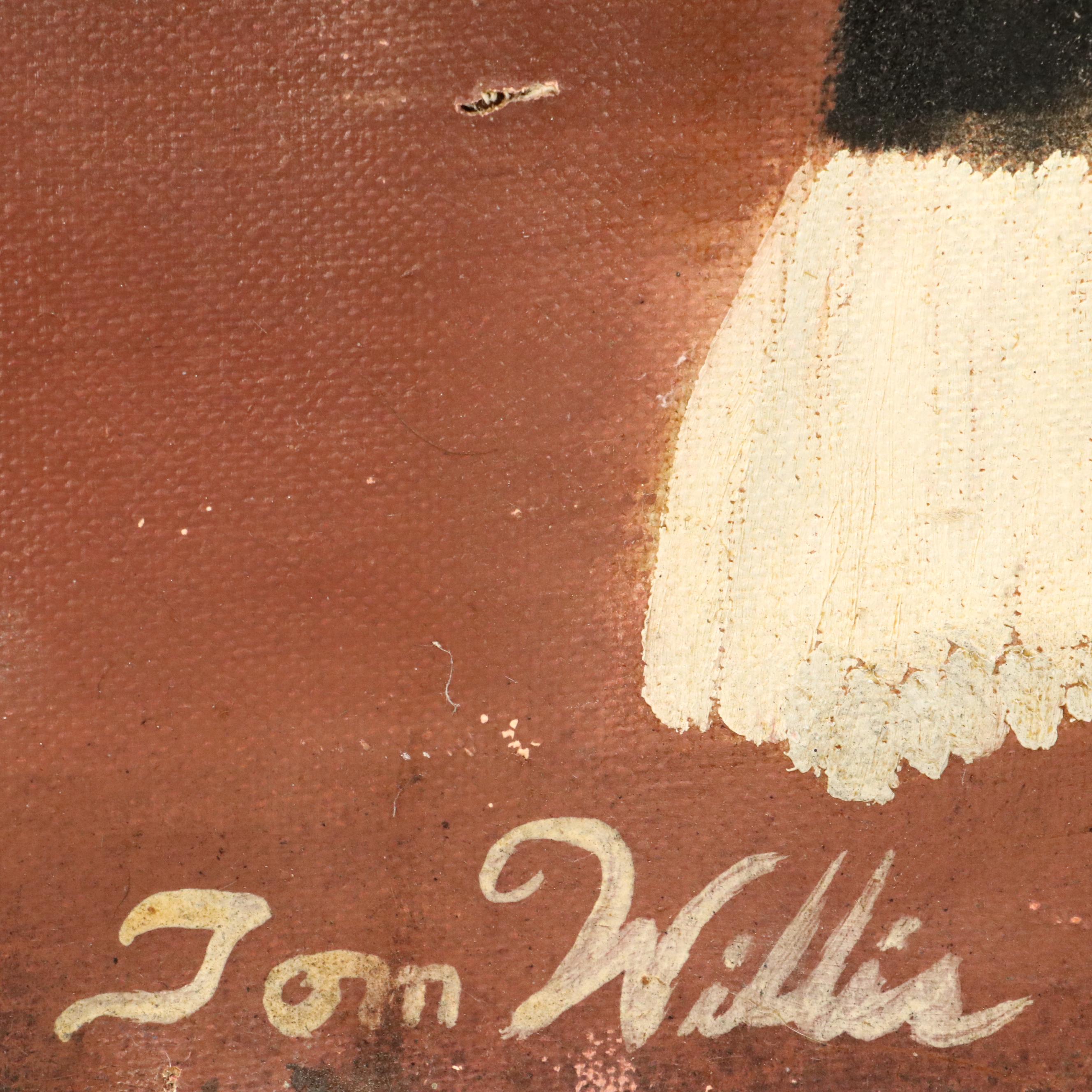 Tom Willis Stylized Portrait Oil Painting of Nude Woman