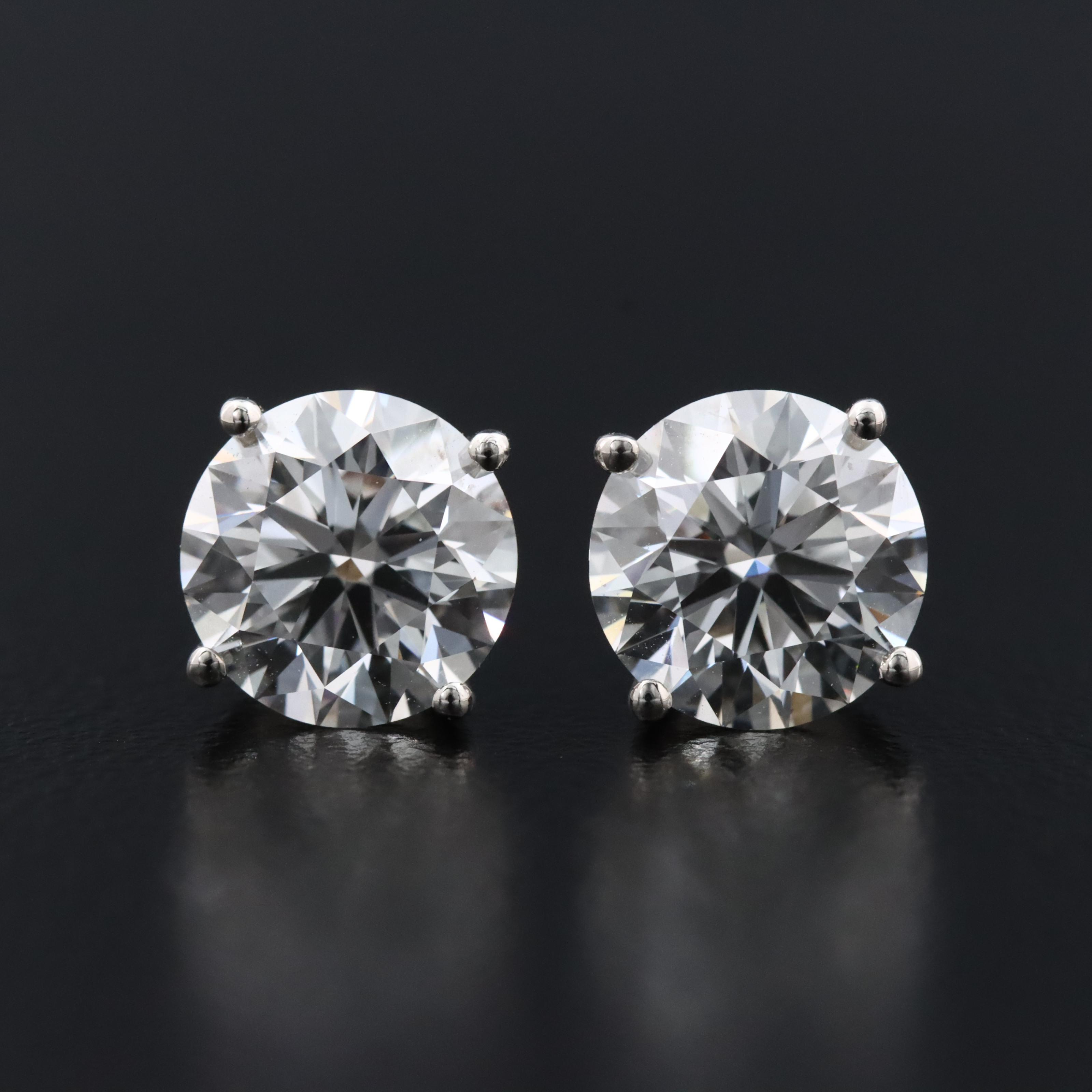 Platinum 3.13 CTW Lab Grown Diamond Stud Earrings with IGI Reports