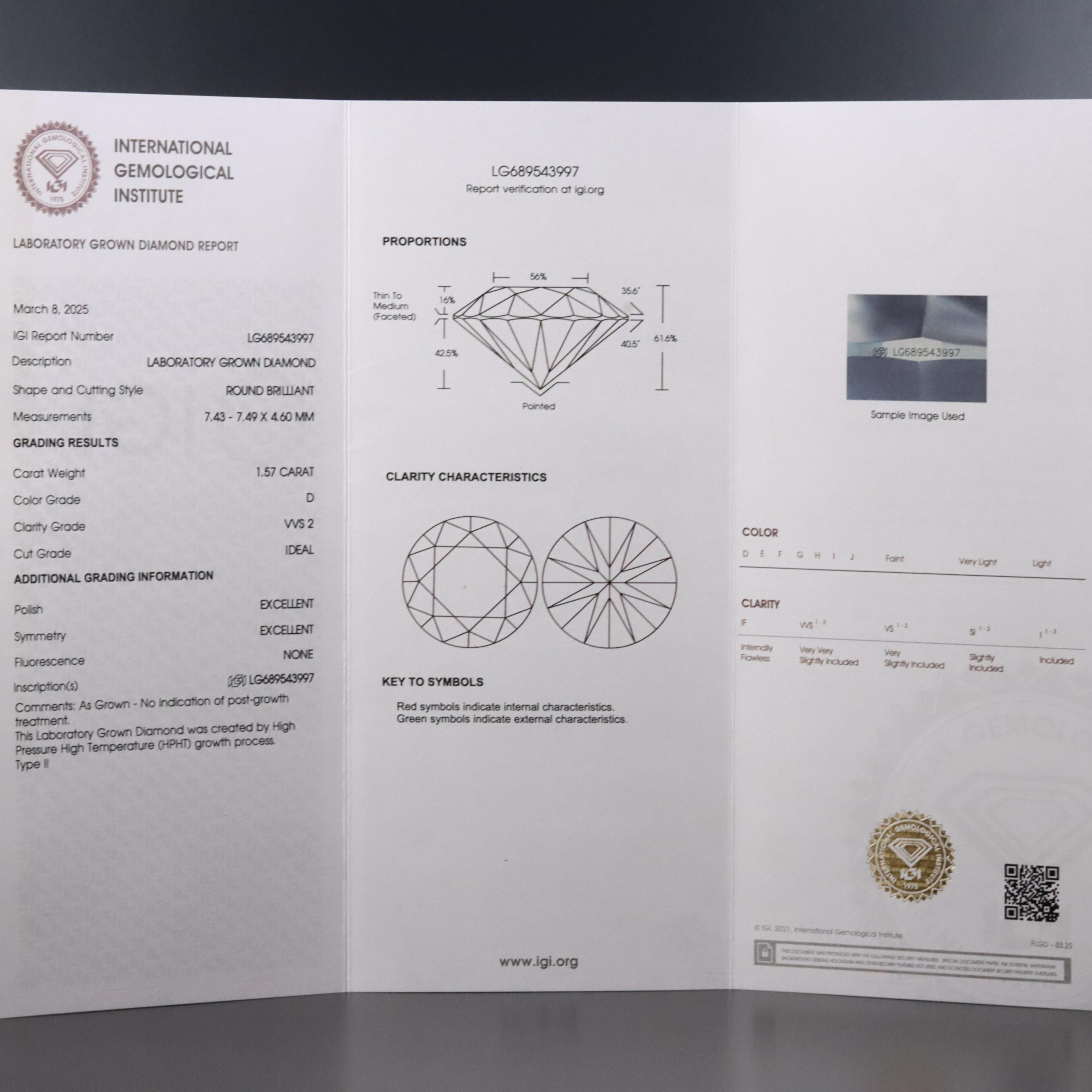 Platinum 3.13 CTW Lab Grown Diamond Stud Earrings with IGI Reports