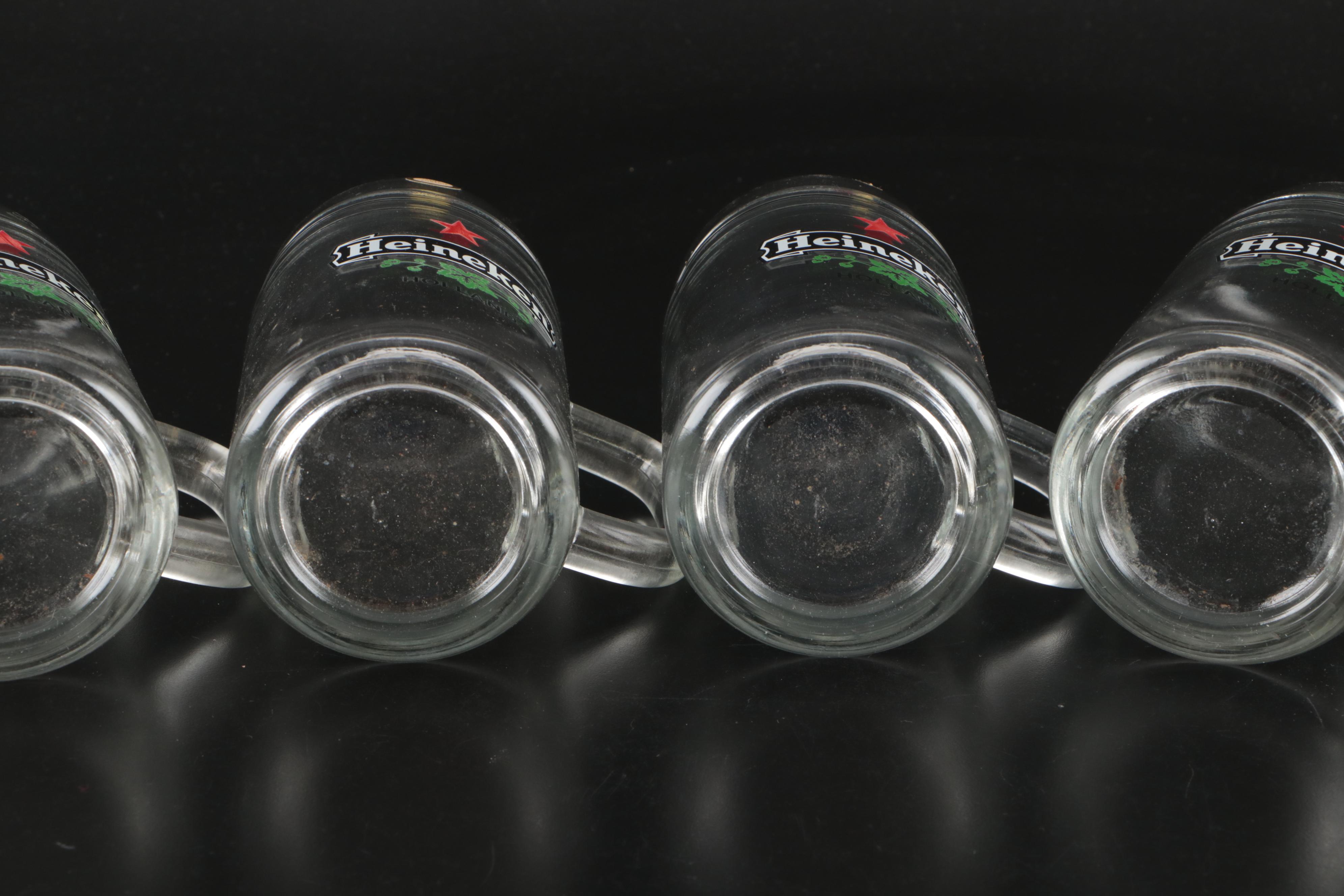 Miller Lite Oak Tap Handle with Heineken 1/2 Liter Tankards