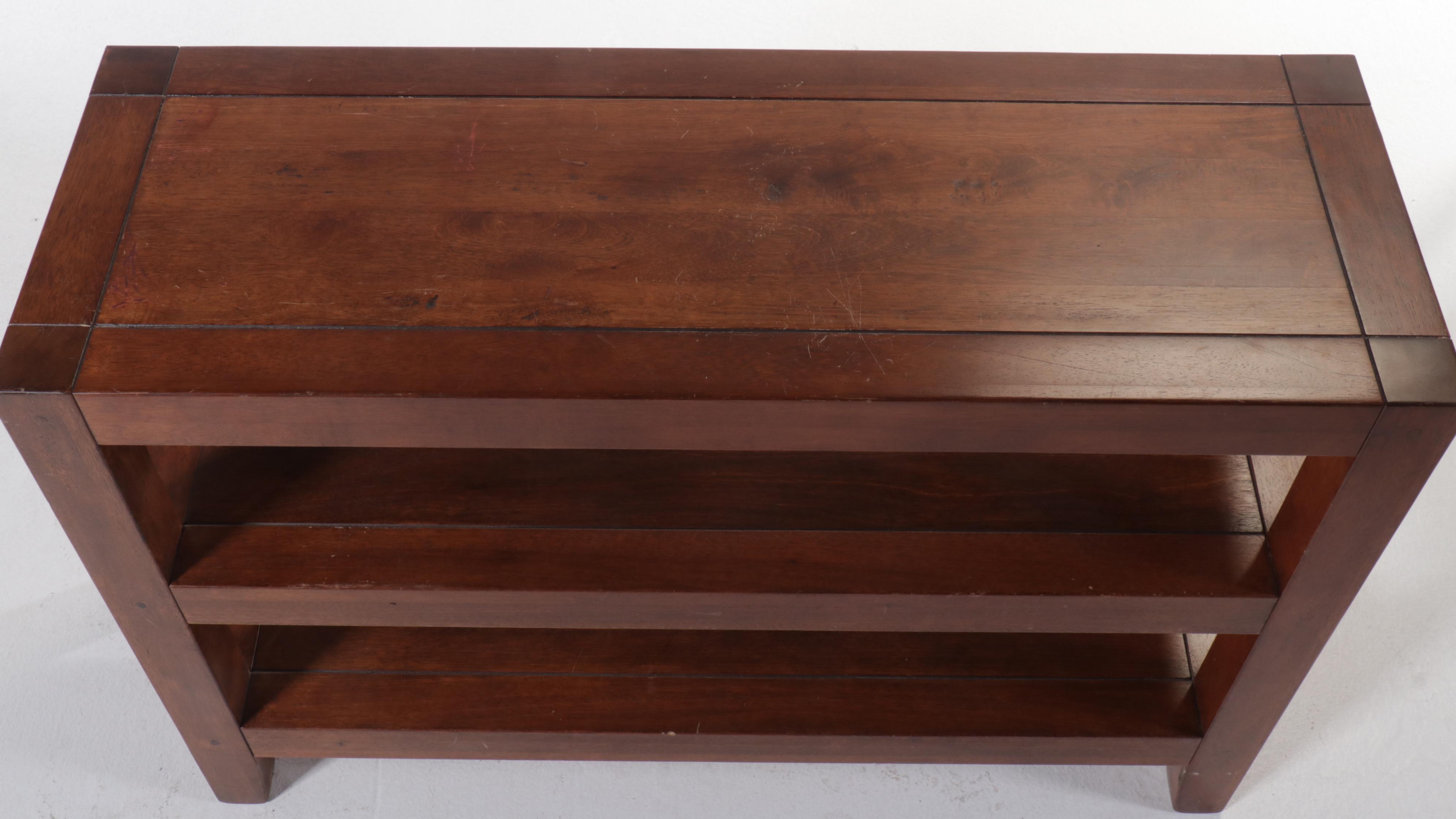 Contemporary Mahogany Finish Three-Tier Console Table
