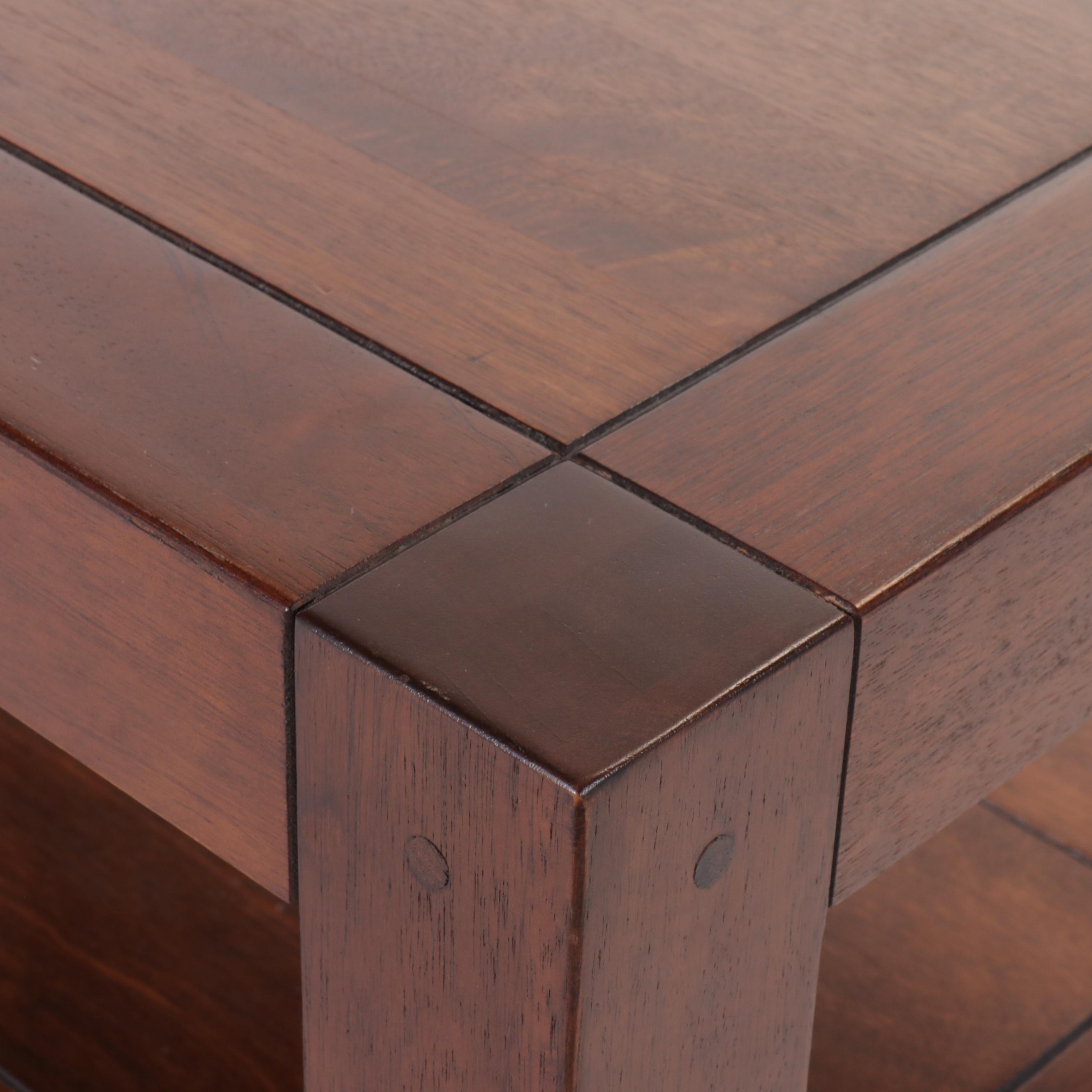 Contemporary Mahogany Finish Three-Tier Console Table