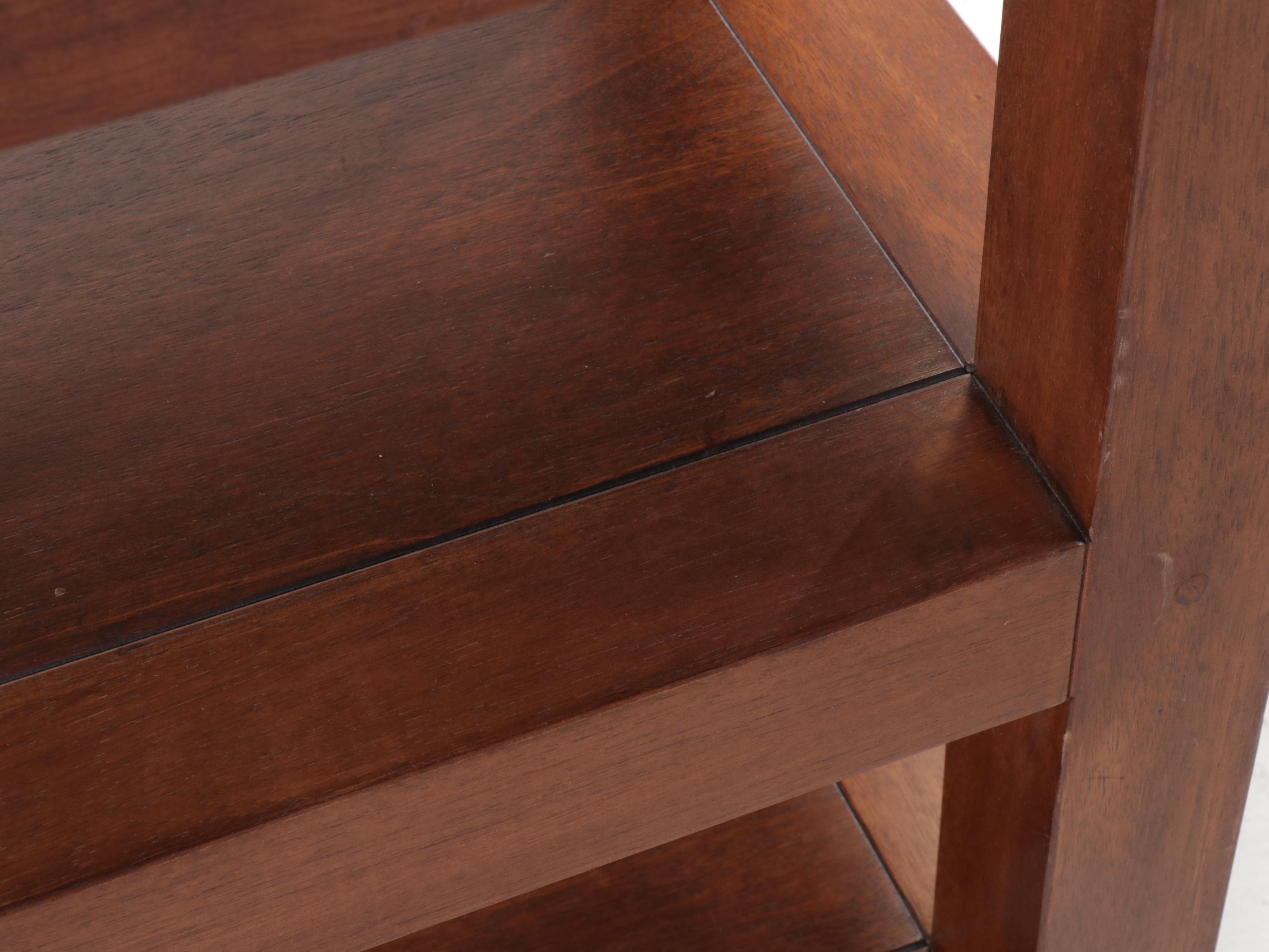 Contemporary Mahogany Finish Three-Tier Console Table