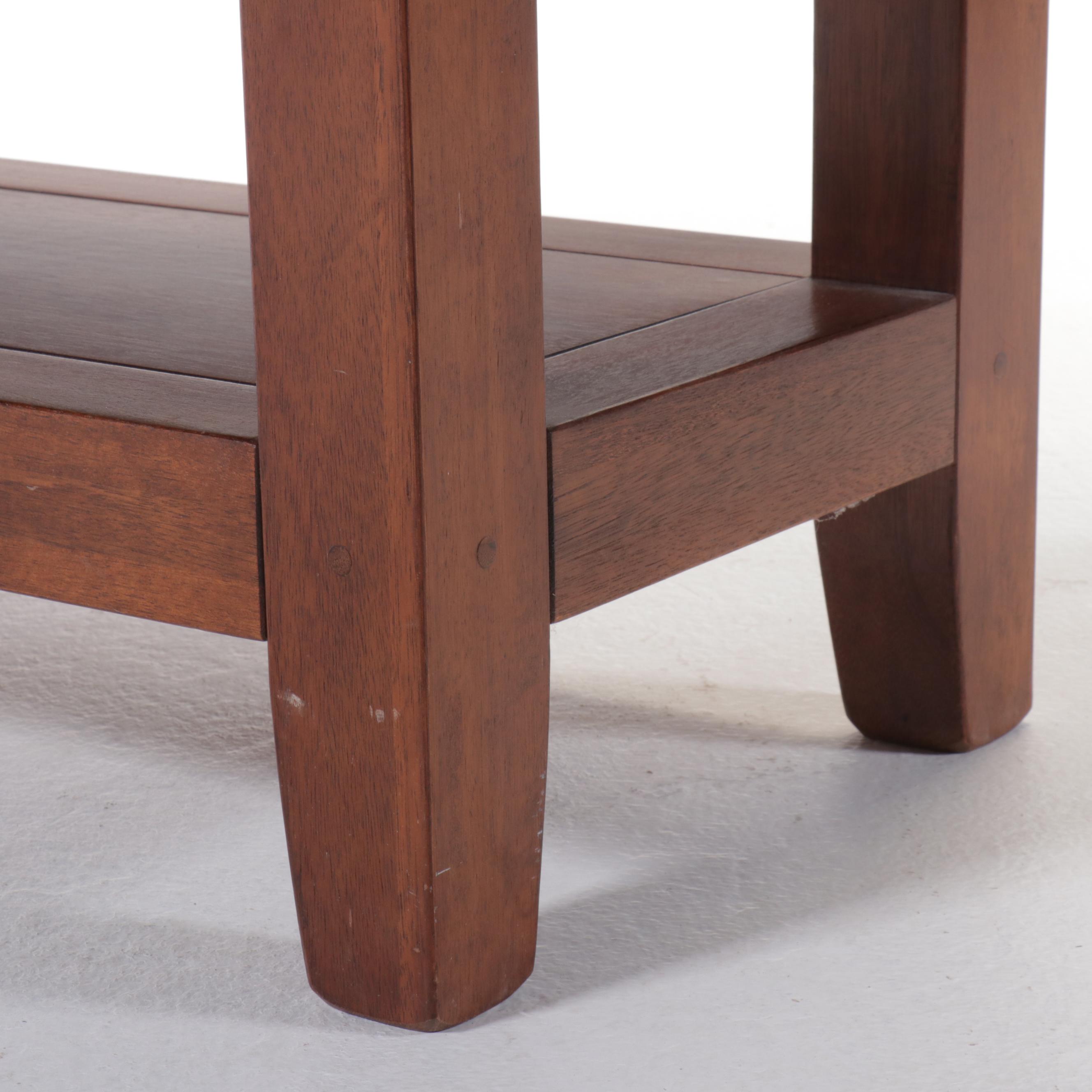 Contemporary Mahogany Finish Three-Tier Console Table