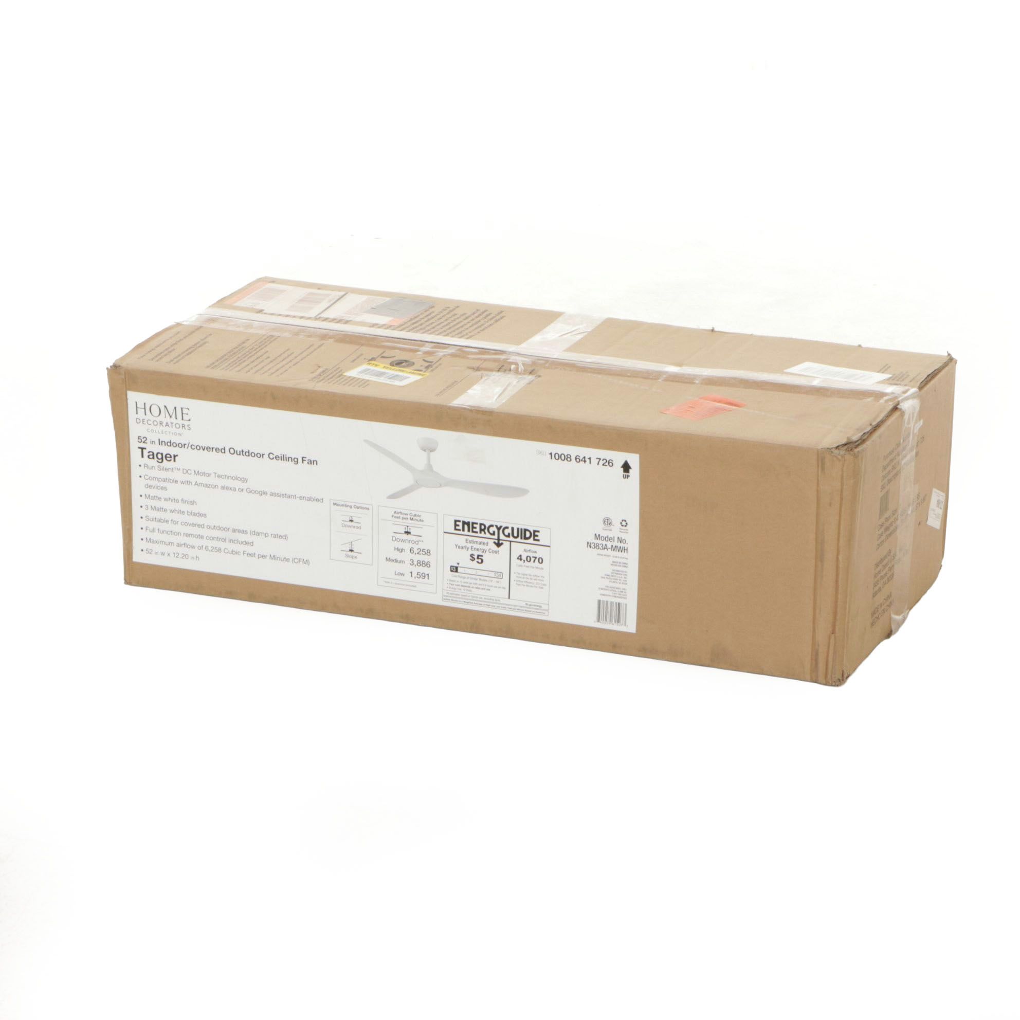 Home Decorators Tager 52" Indoor/Outdoor Ceiling Fan with Alexa/Google Assist