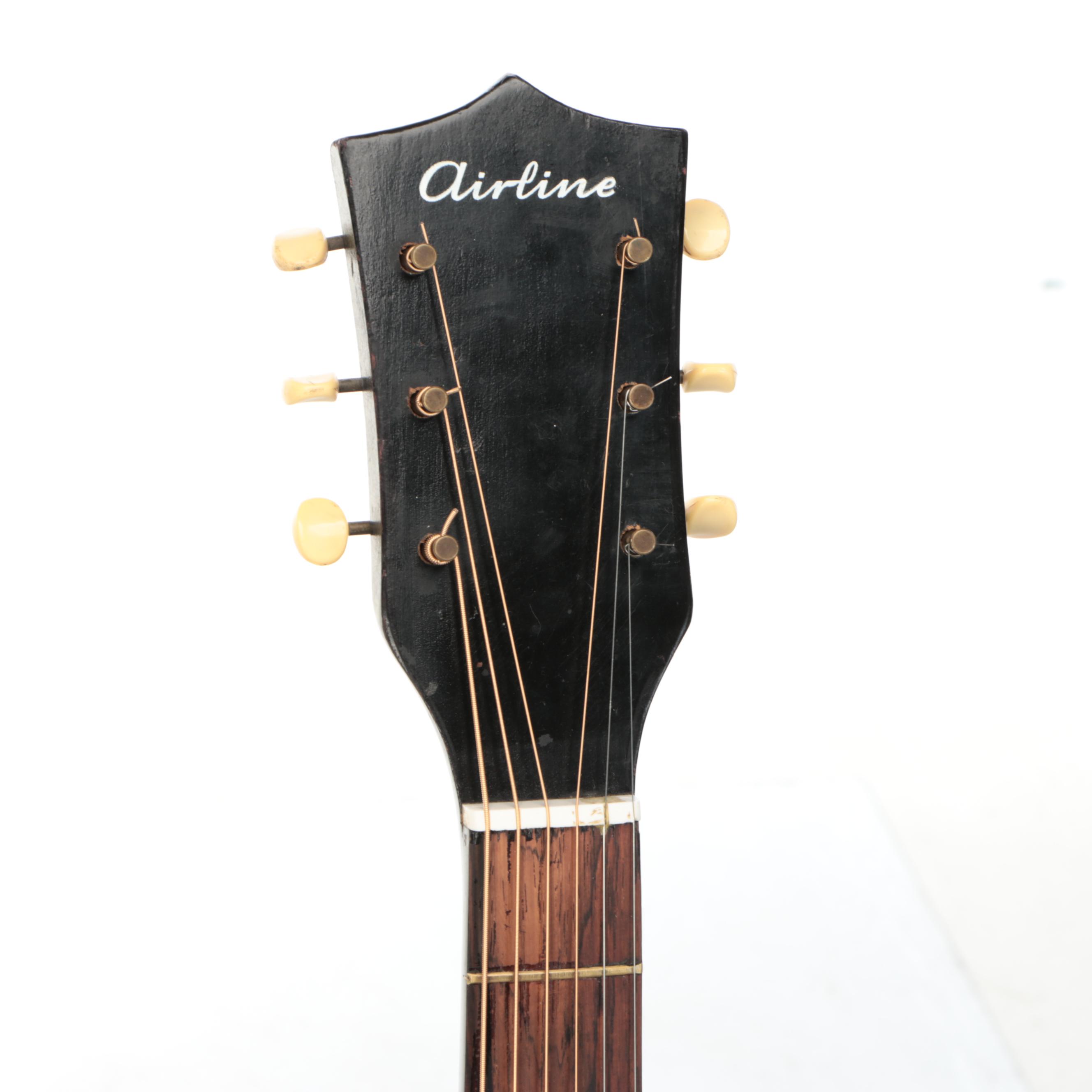 Sunburst Airline Acoustic Guitar, Mid-20th Century