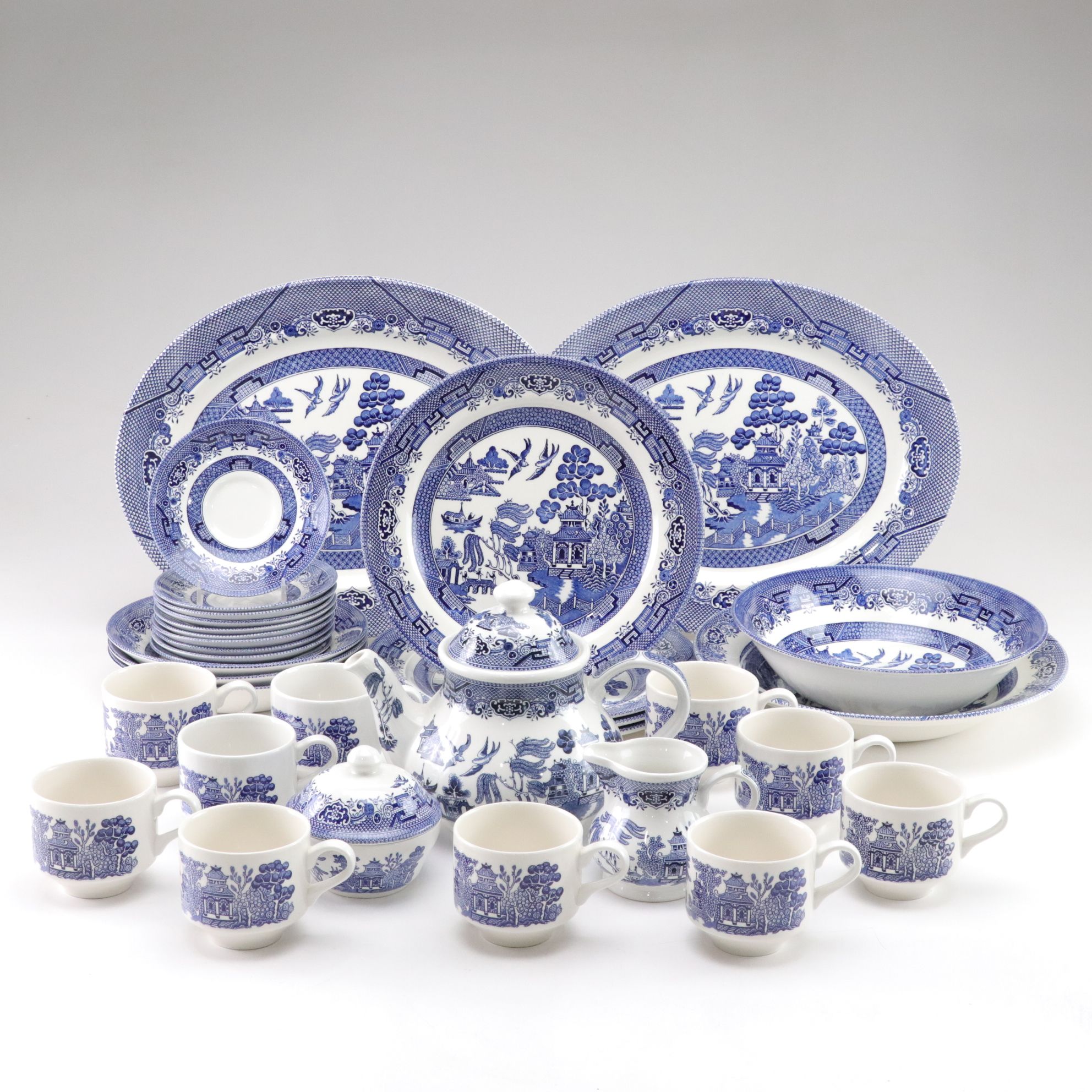 Churchill "Blue Willow" Dinnerware and Tea Service Set