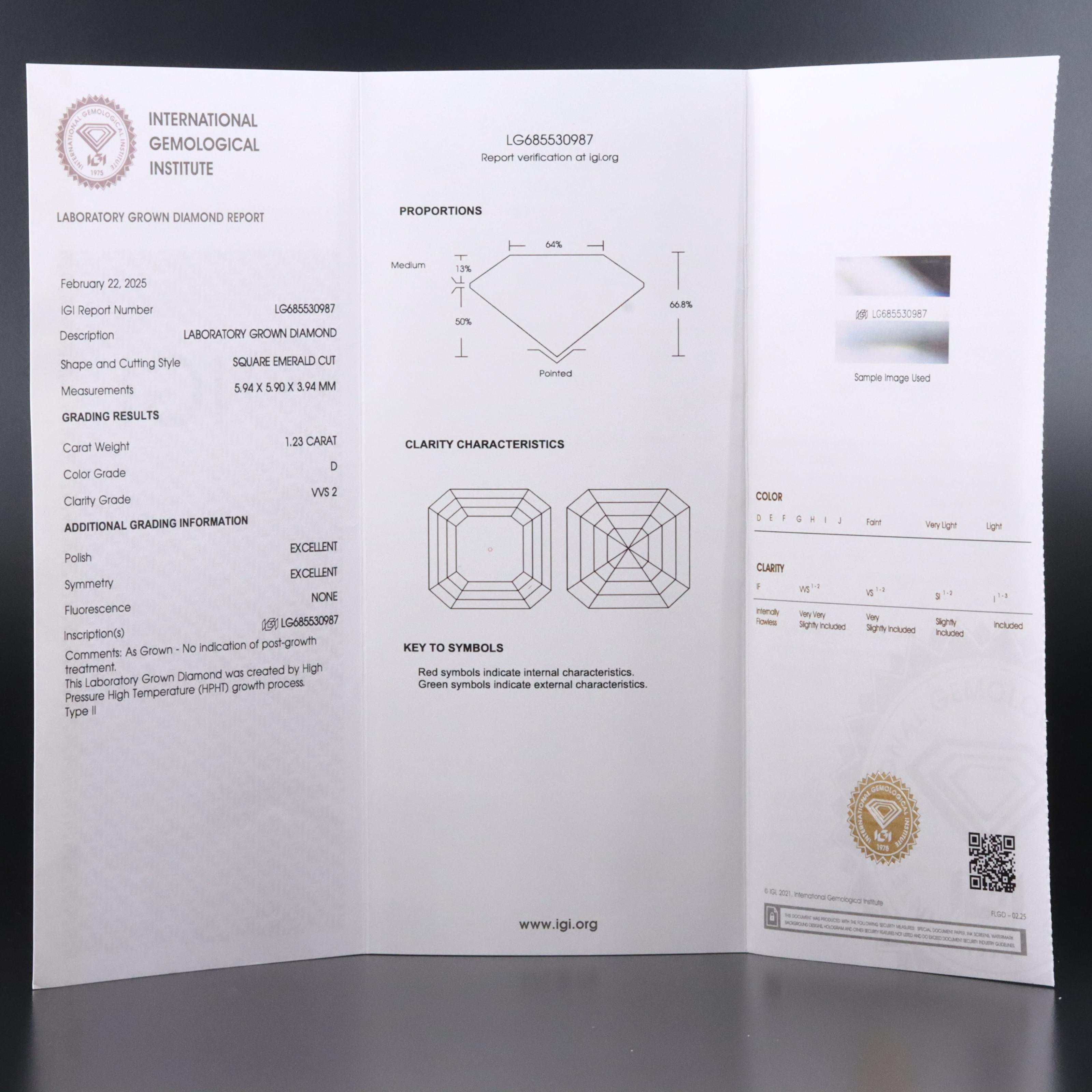 Platinum 2.45 CTW Lab Grown Diamond Stud Earring with IGI Reports