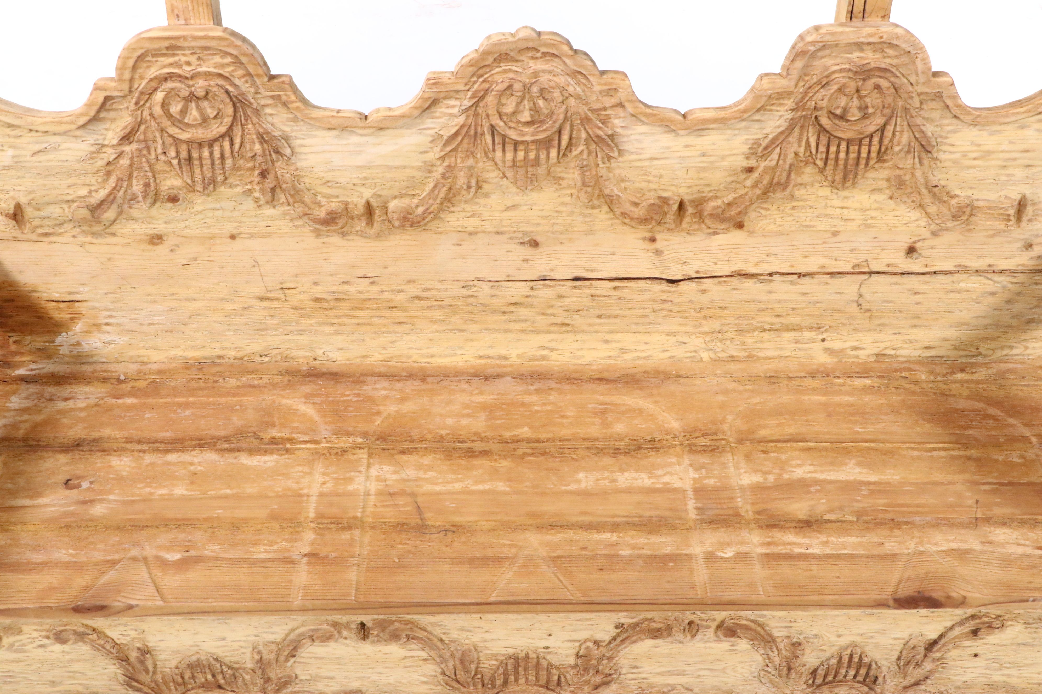 Rustic Mexican Carved Wood Bench
