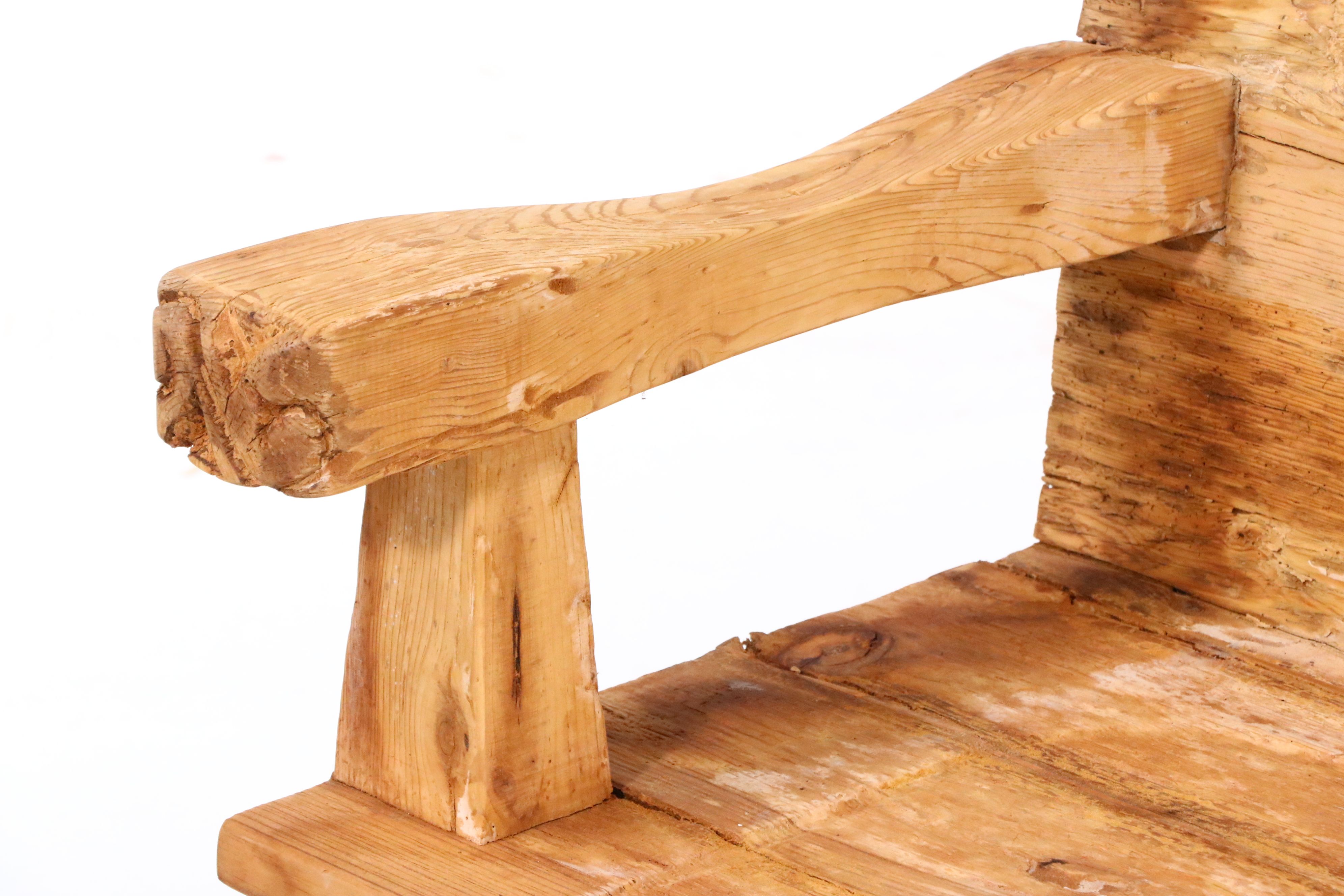 Rustic Mexican Carved Wood Bench