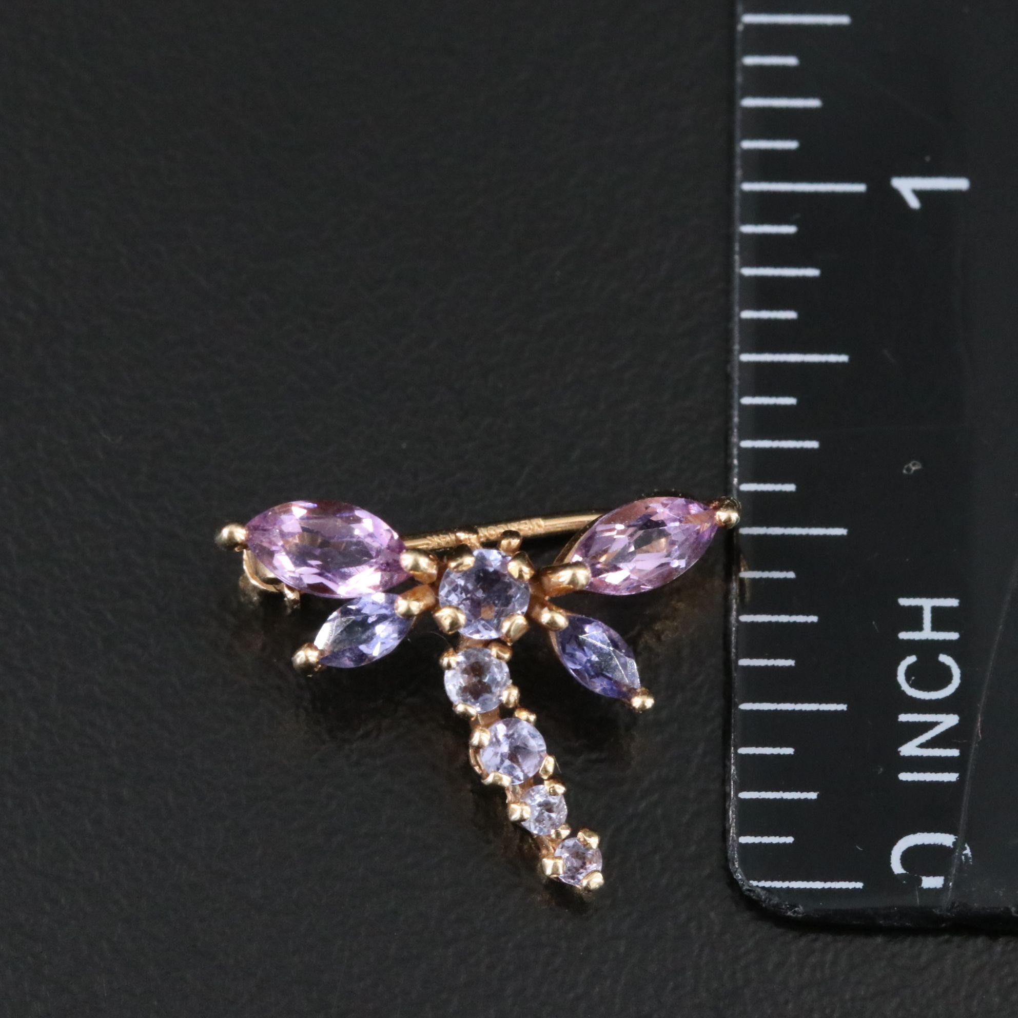 14K Amethyst and Tanzanite Dragonfly Brooch