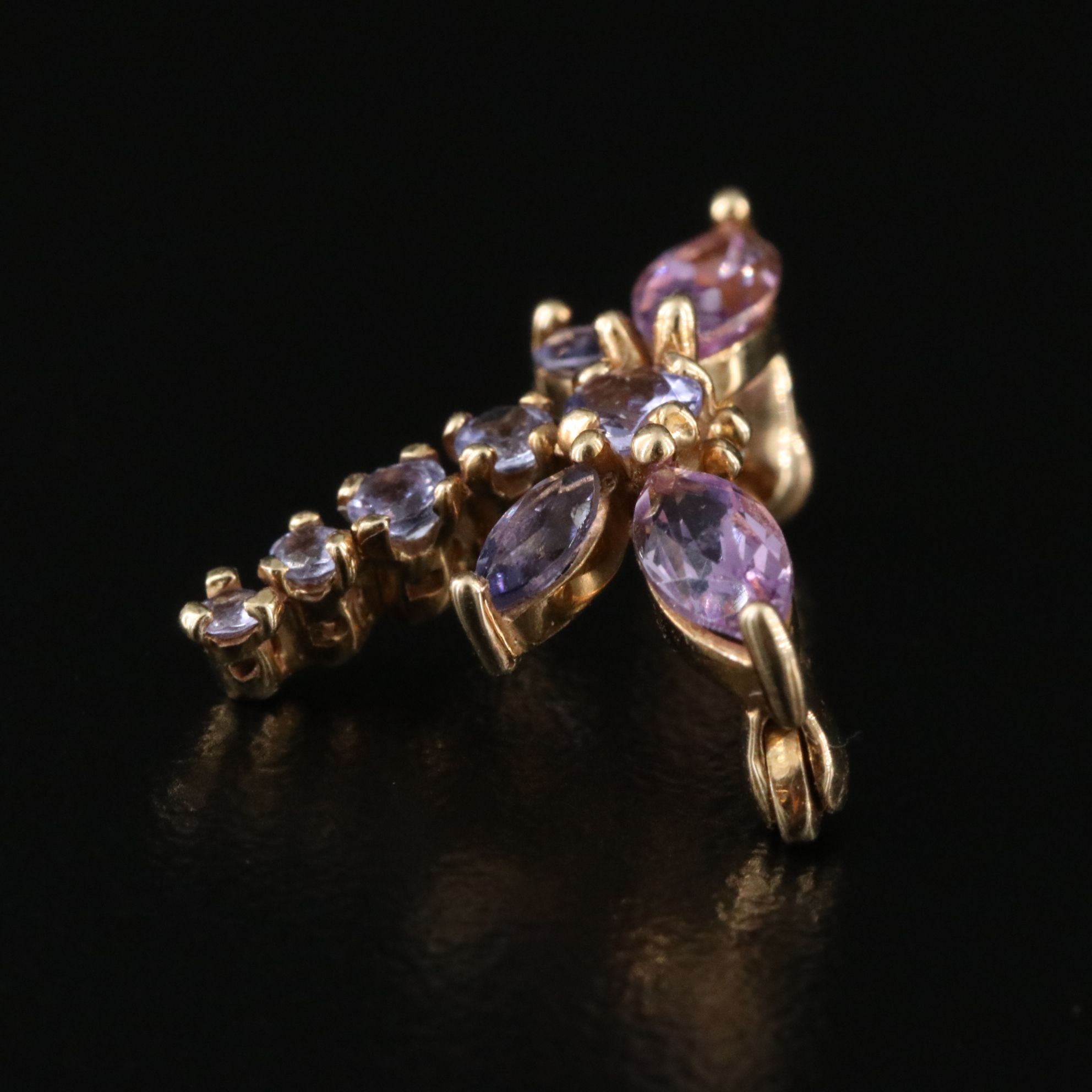 14K Amethyst and Tanzanite Dragonfly Brooch