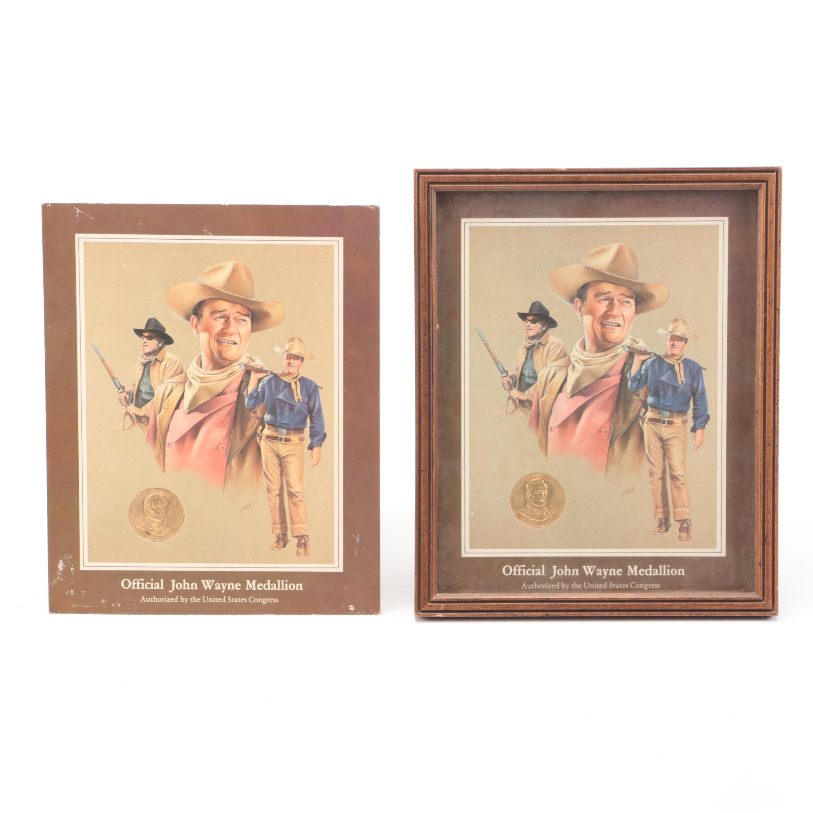 John Wayne Offset Lithographs with Medallions
