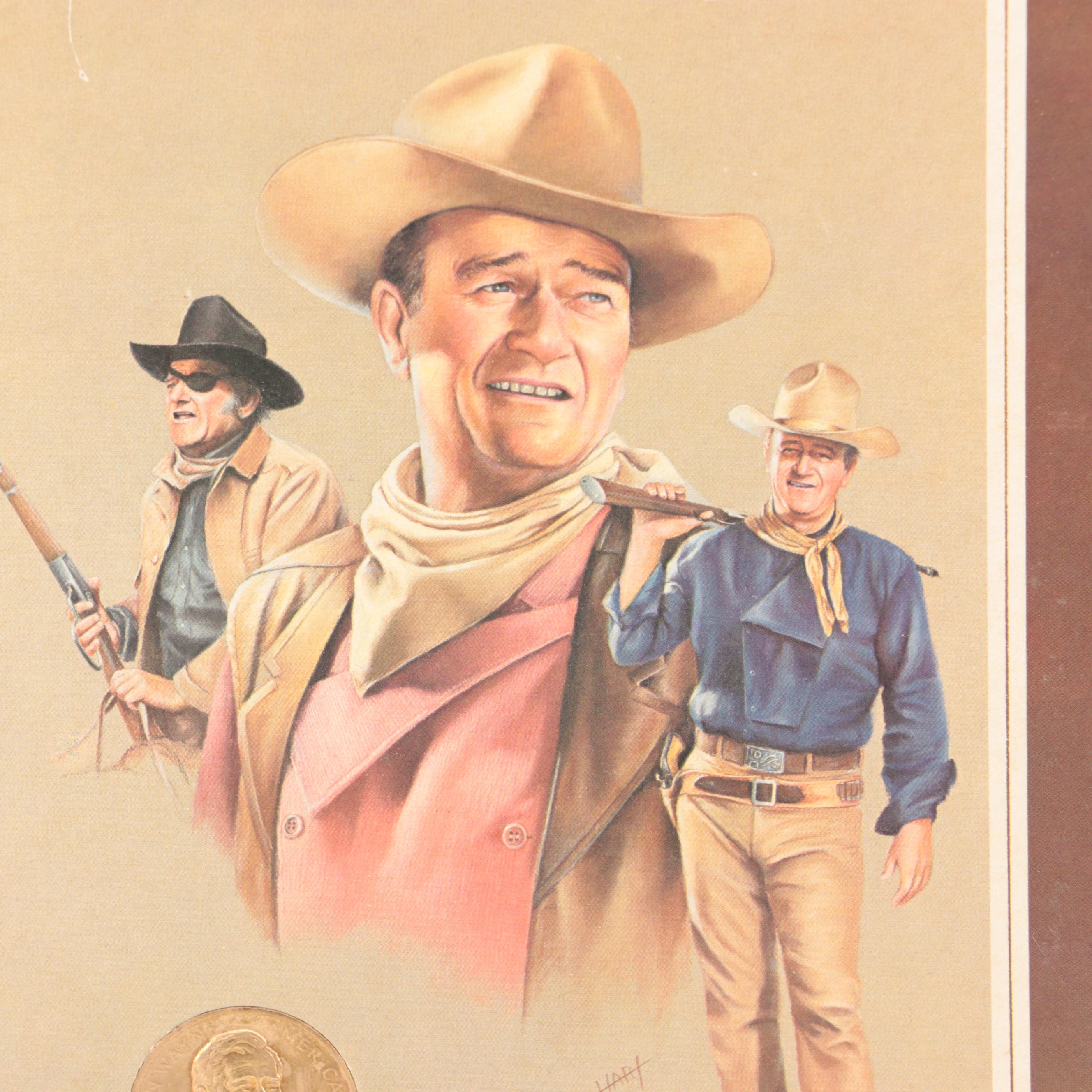 John Wayne Offset Lithographs with Medallions