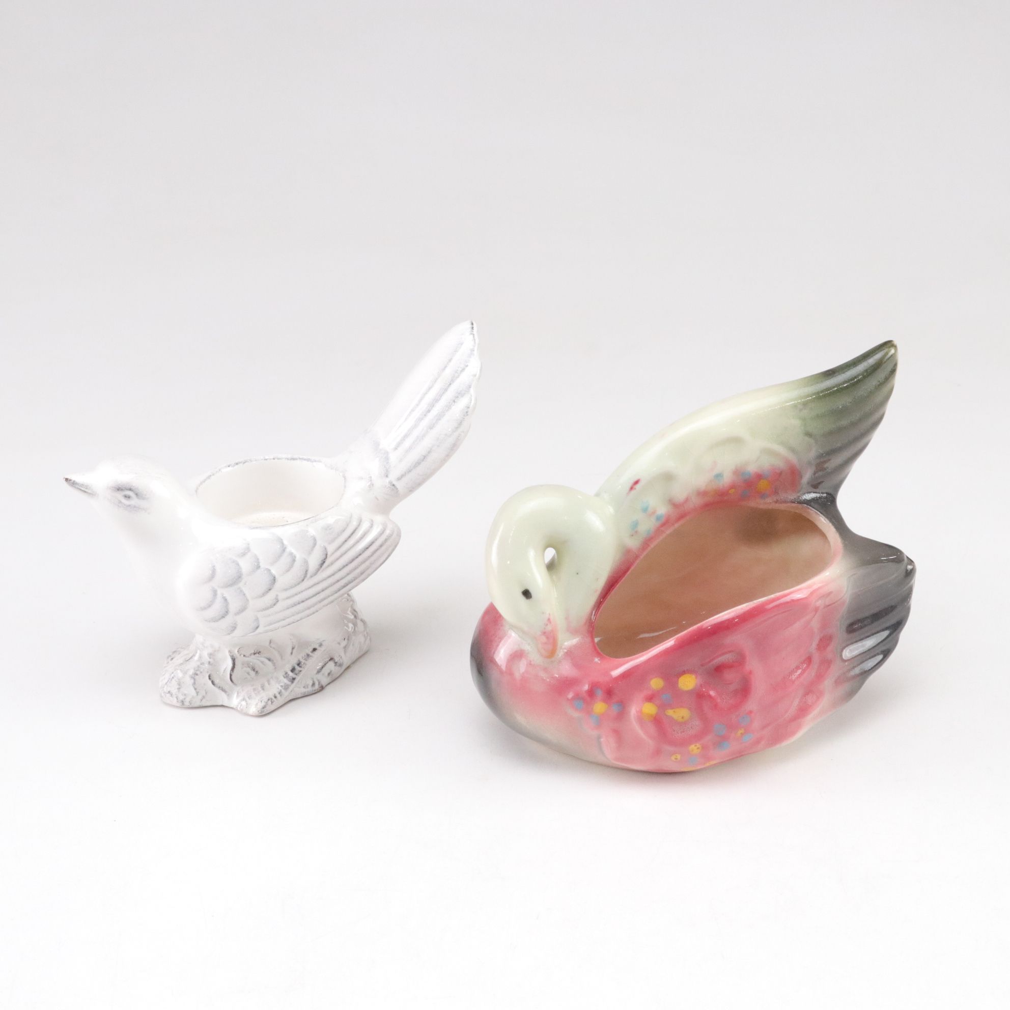 Gilt Porcelain Butter Dish with Salt & Pepper, Mid-Century Swan Planter and More