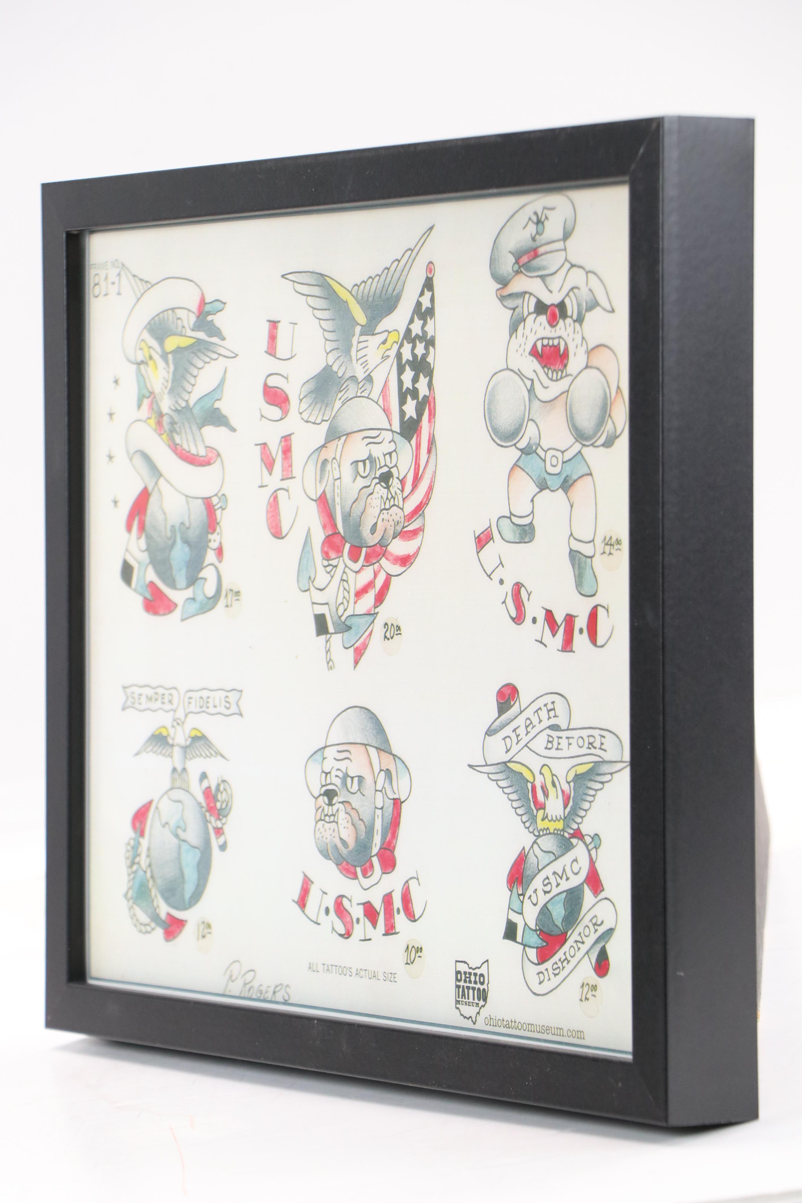 Ohio Tattoo Museum Offset Lithographs of Marines and Navy Tattoo Designs