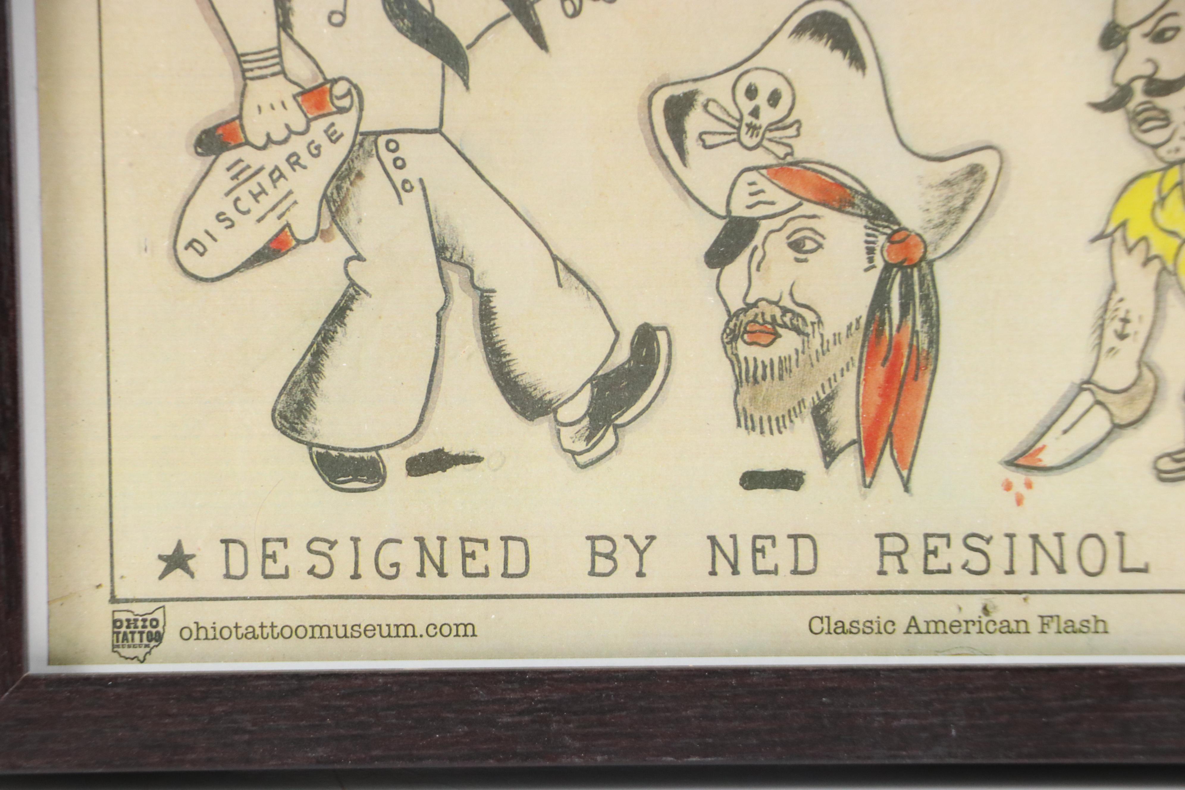 Ohio Tattoo Museum Offset Lithographs of Marines and Navy Tattoo Designs