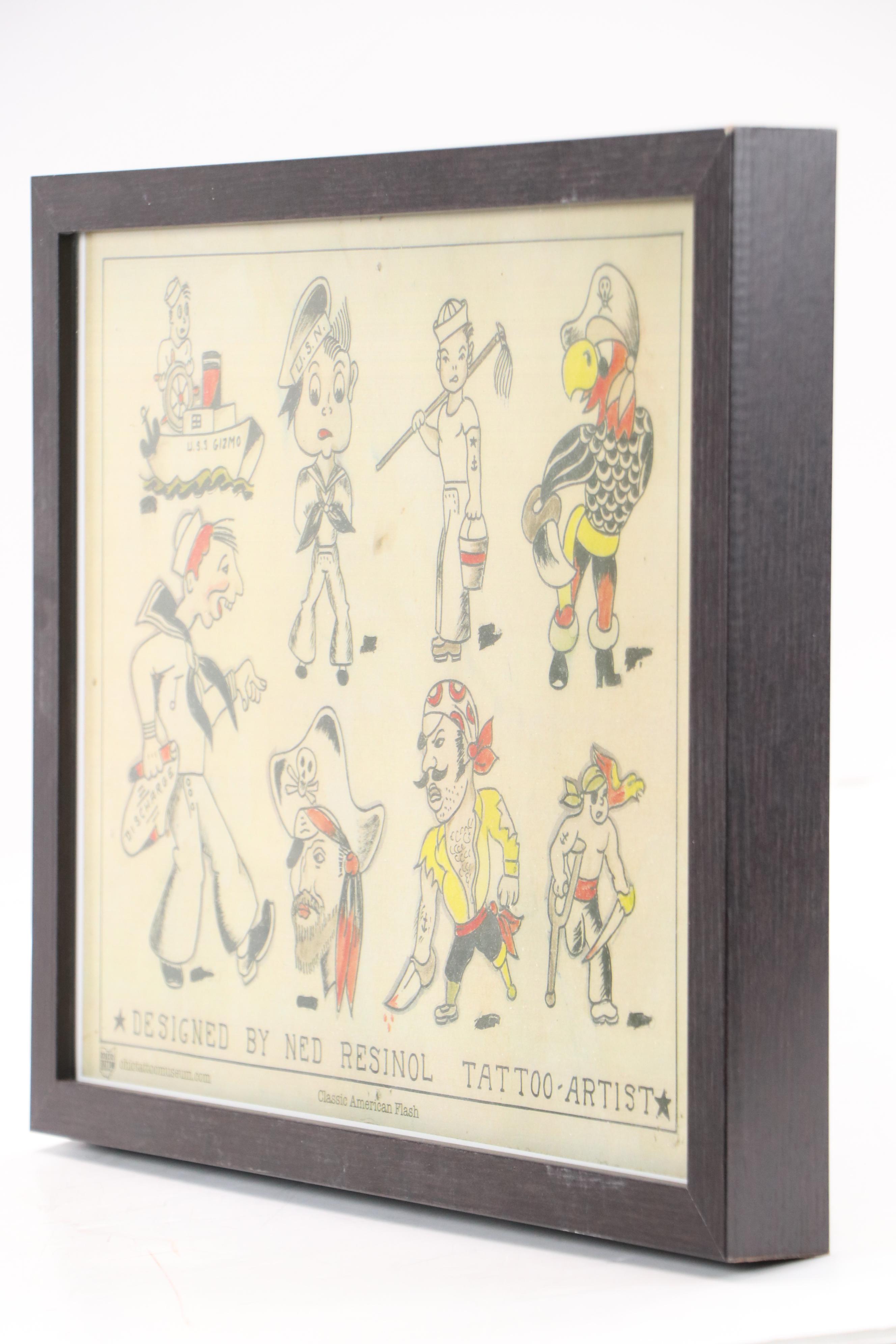 Ohio Tattoo Museum Offset Lithographs of Marines and Navy Tattoo Designs