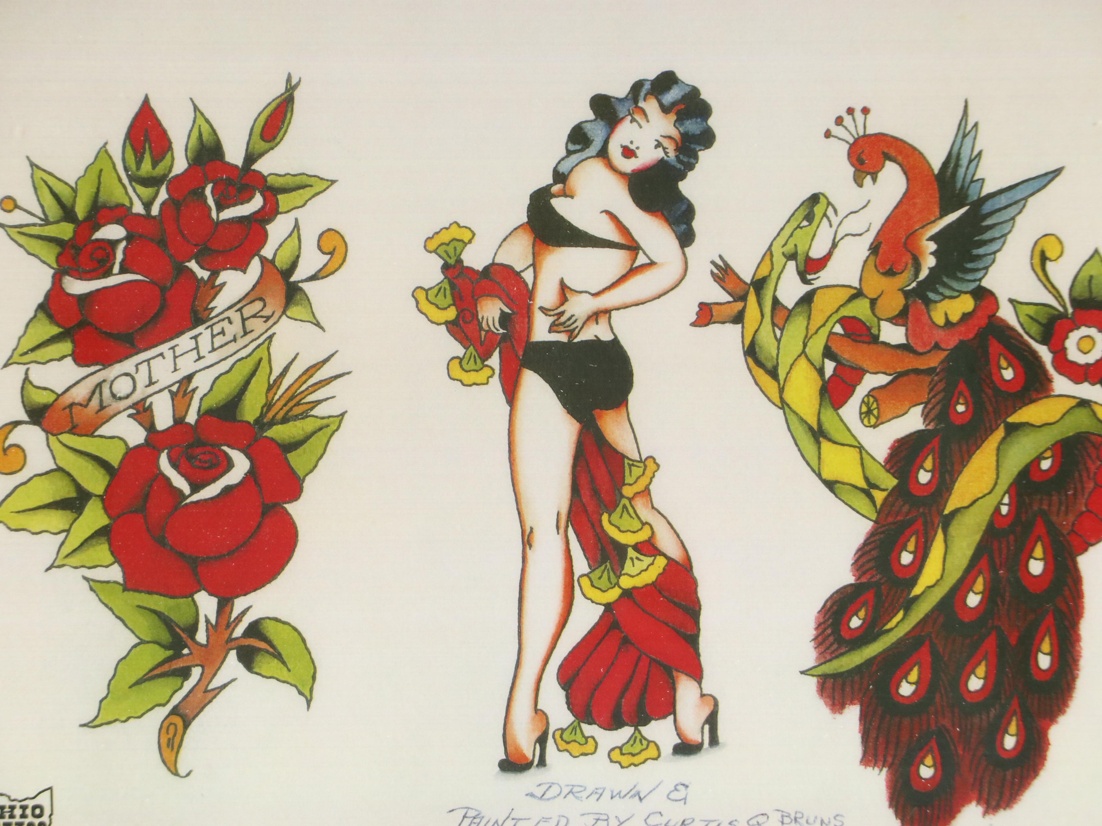 Ohio Tattoo Museum Offset Lithographs of Vintage Tattoo Designs