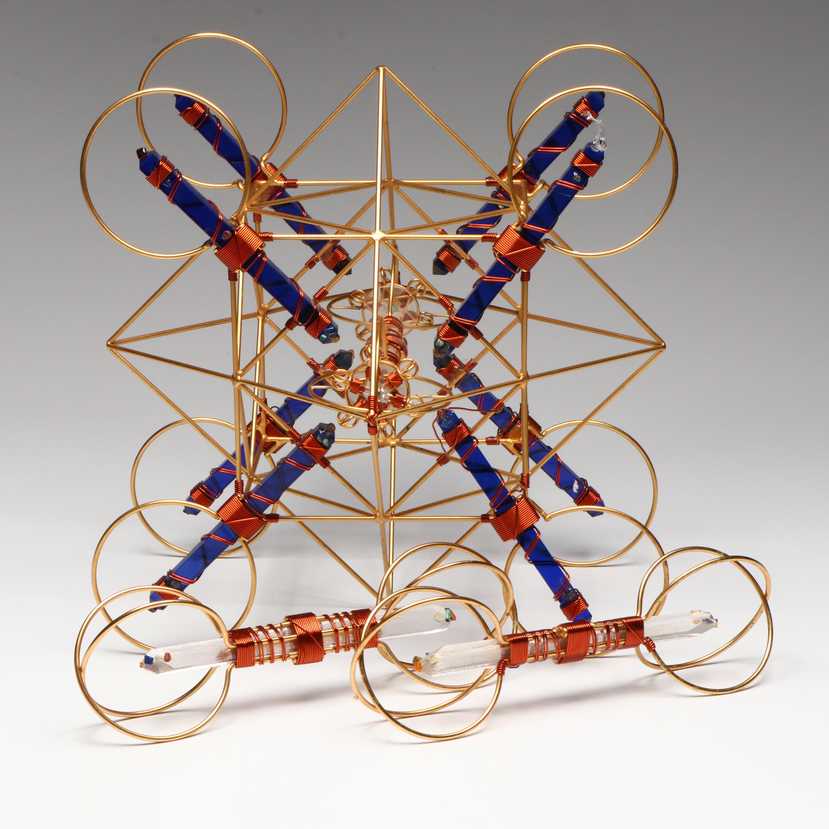 Vajra Etheric Weavers Metal and Crystal Prism Meditation Sculpture