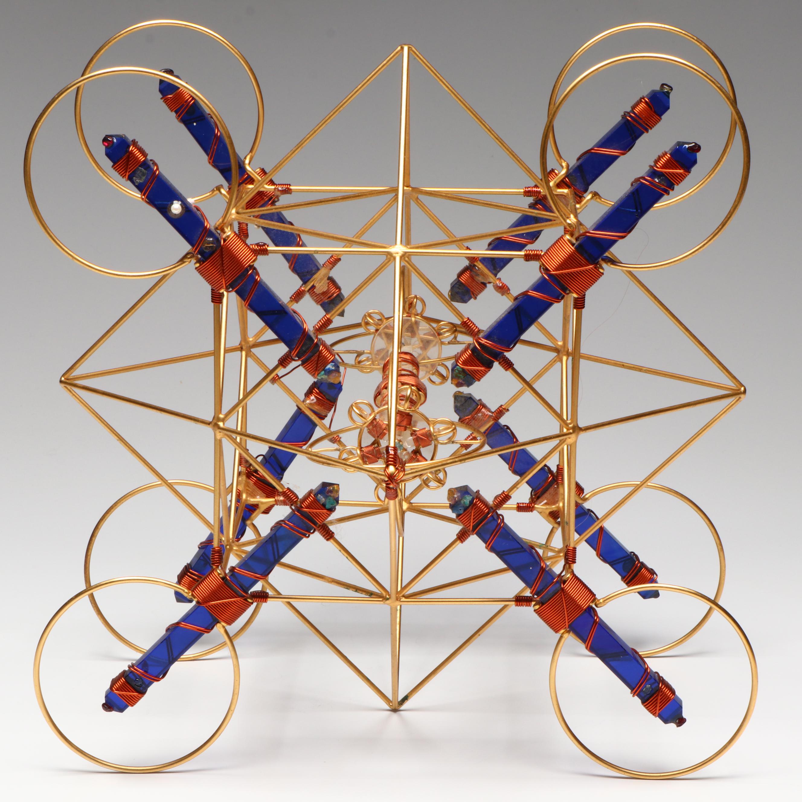 Vajra Etheric Weavers Metal and Crystal Prism Meditation Sculpture