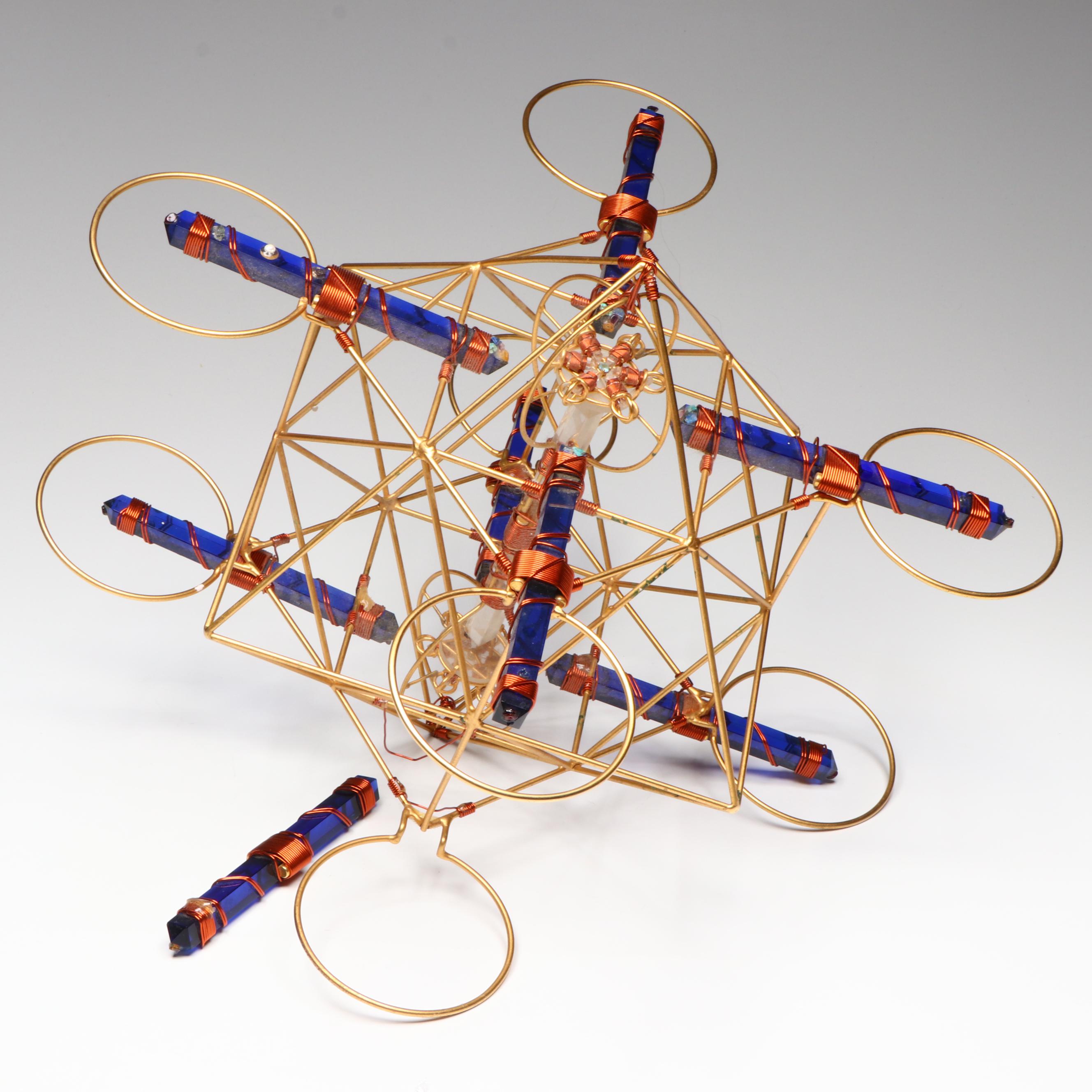 Vajra Etheric Weavers Metal and Crystal Prism Meditation Sculpture