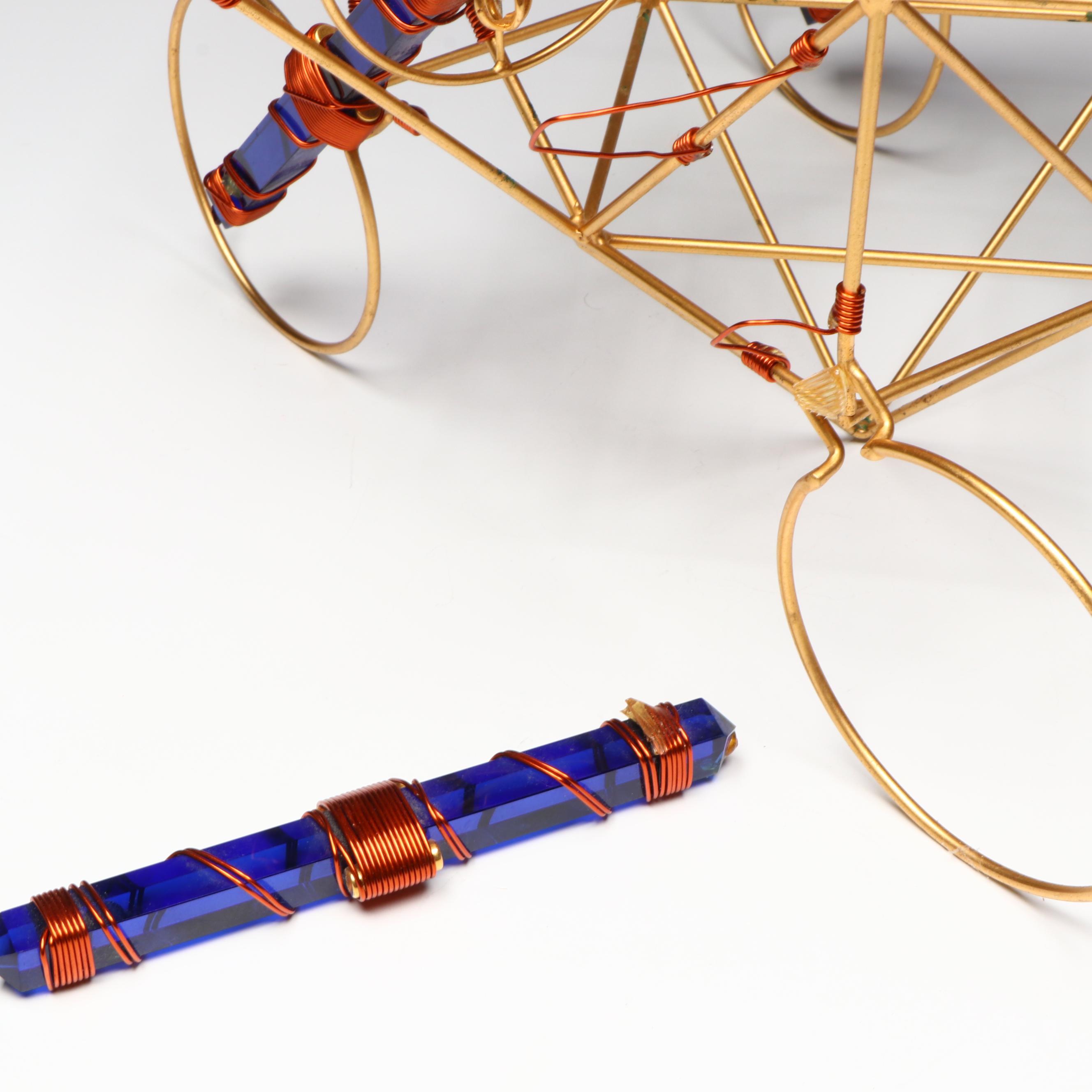 Vajra Etheric Weavers Metal and Crystal Prism Meditation Sculpture