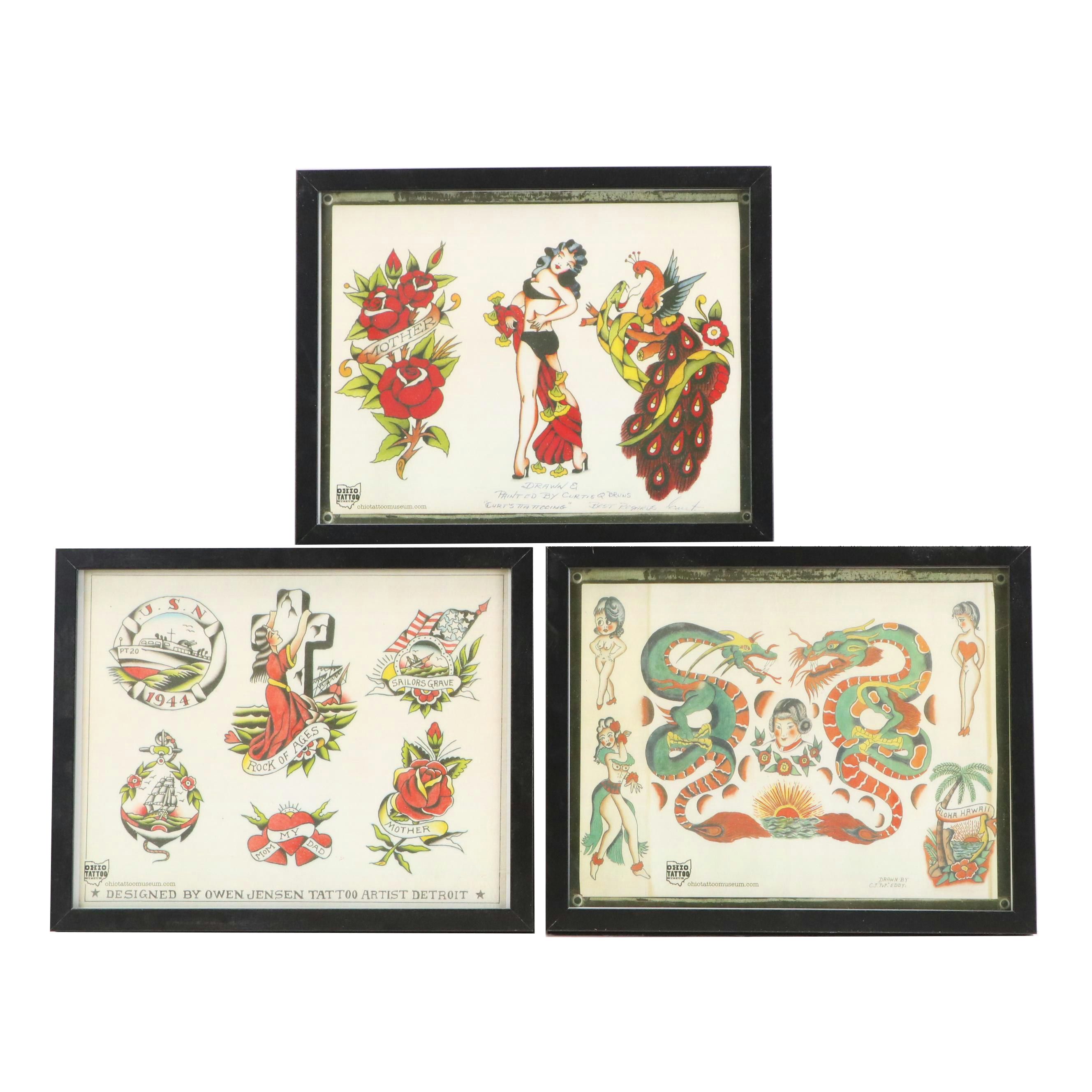 Ohio Tattoo Museum Offset Lithographs of Vintage Tattoo Designs