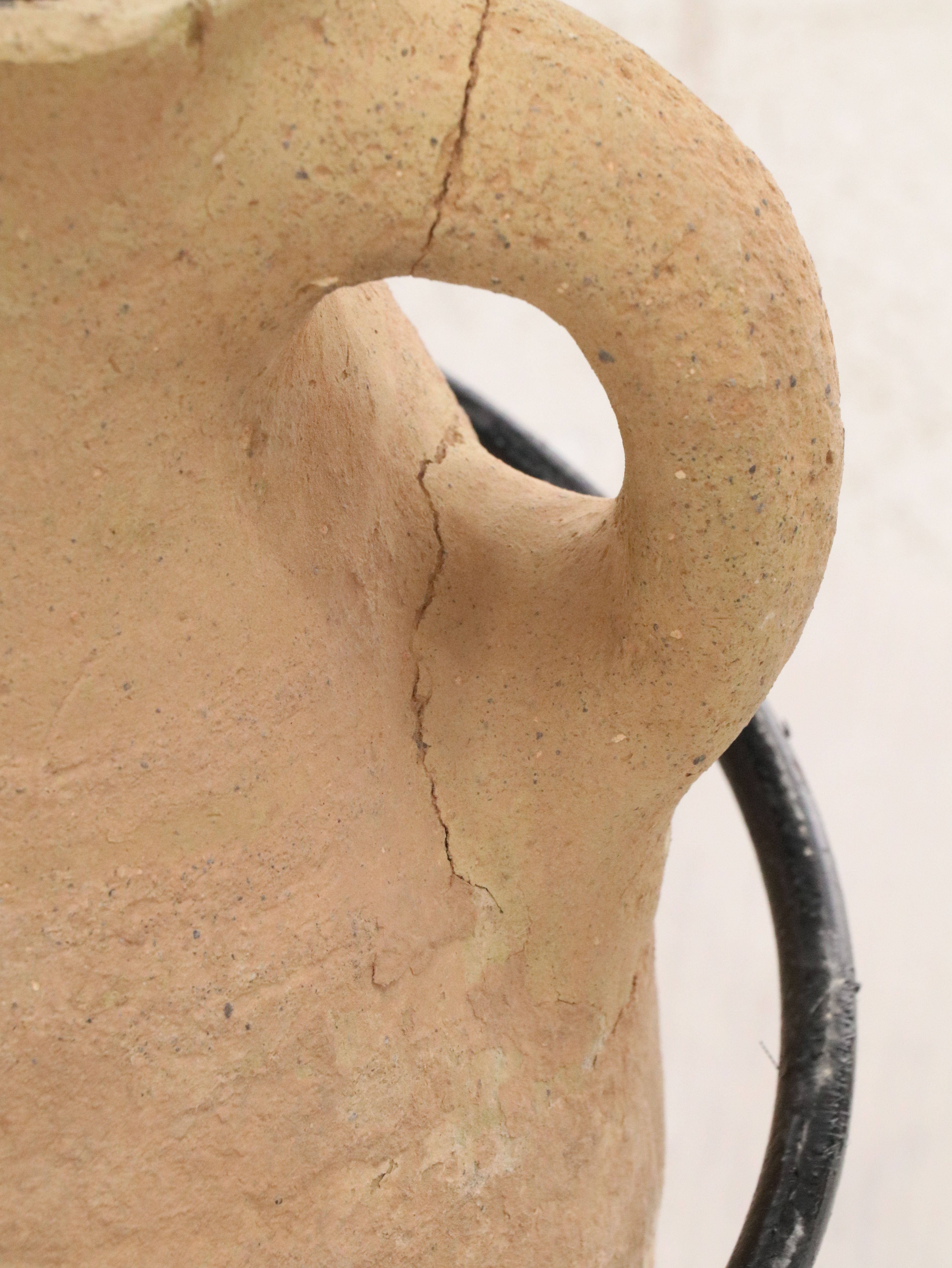 Mediterranean Style Terracotta Double-Handled Vessels in Metal Stands