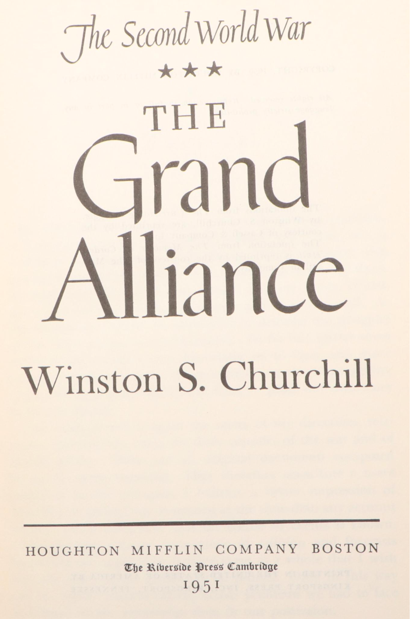 Book Club Edition "The Second World War" by Winston S. Churchill, Mid-20th C.