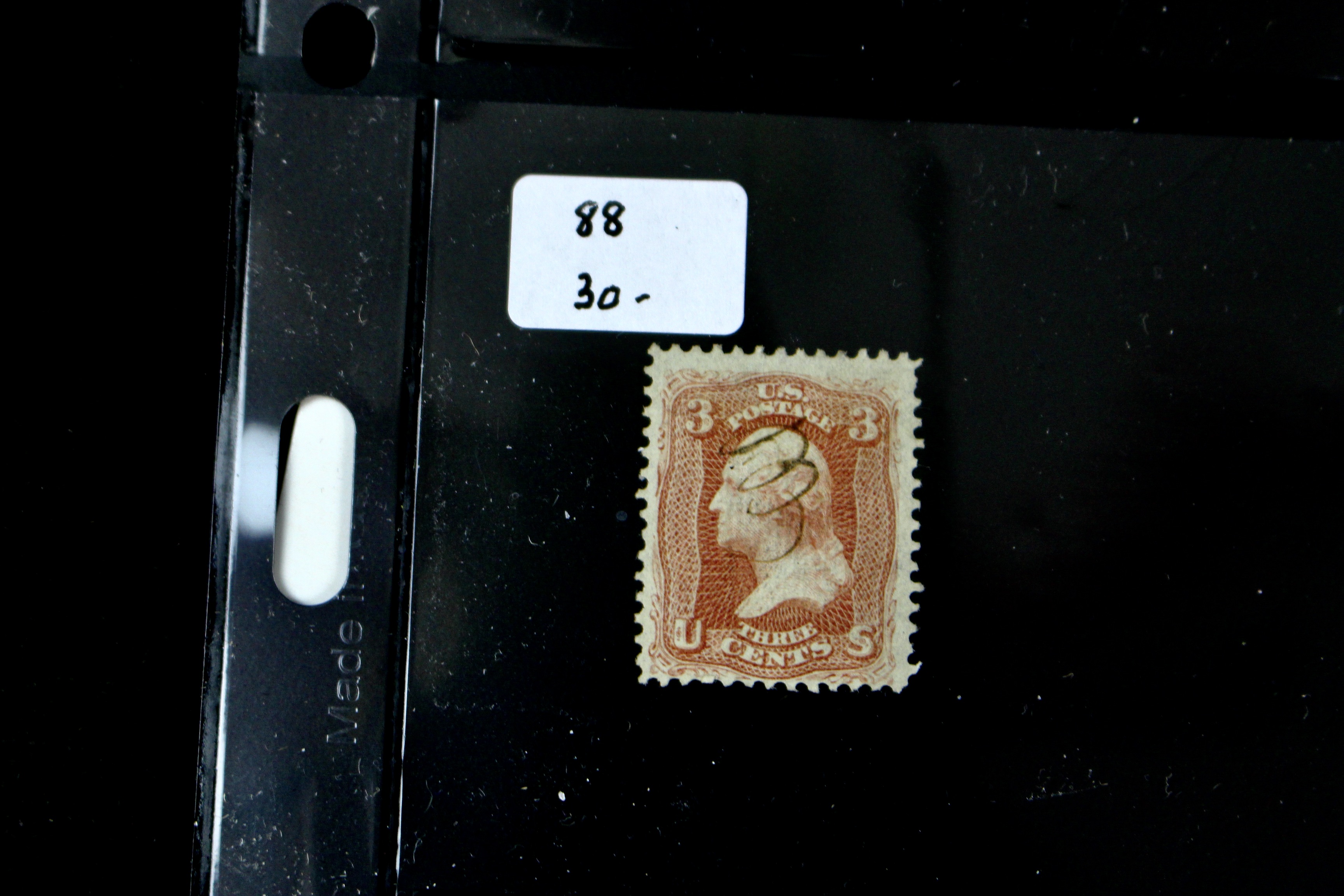 Group of Four Early Used U.S. Stamps with Grills Including Scott# 88, 92, 93, 96