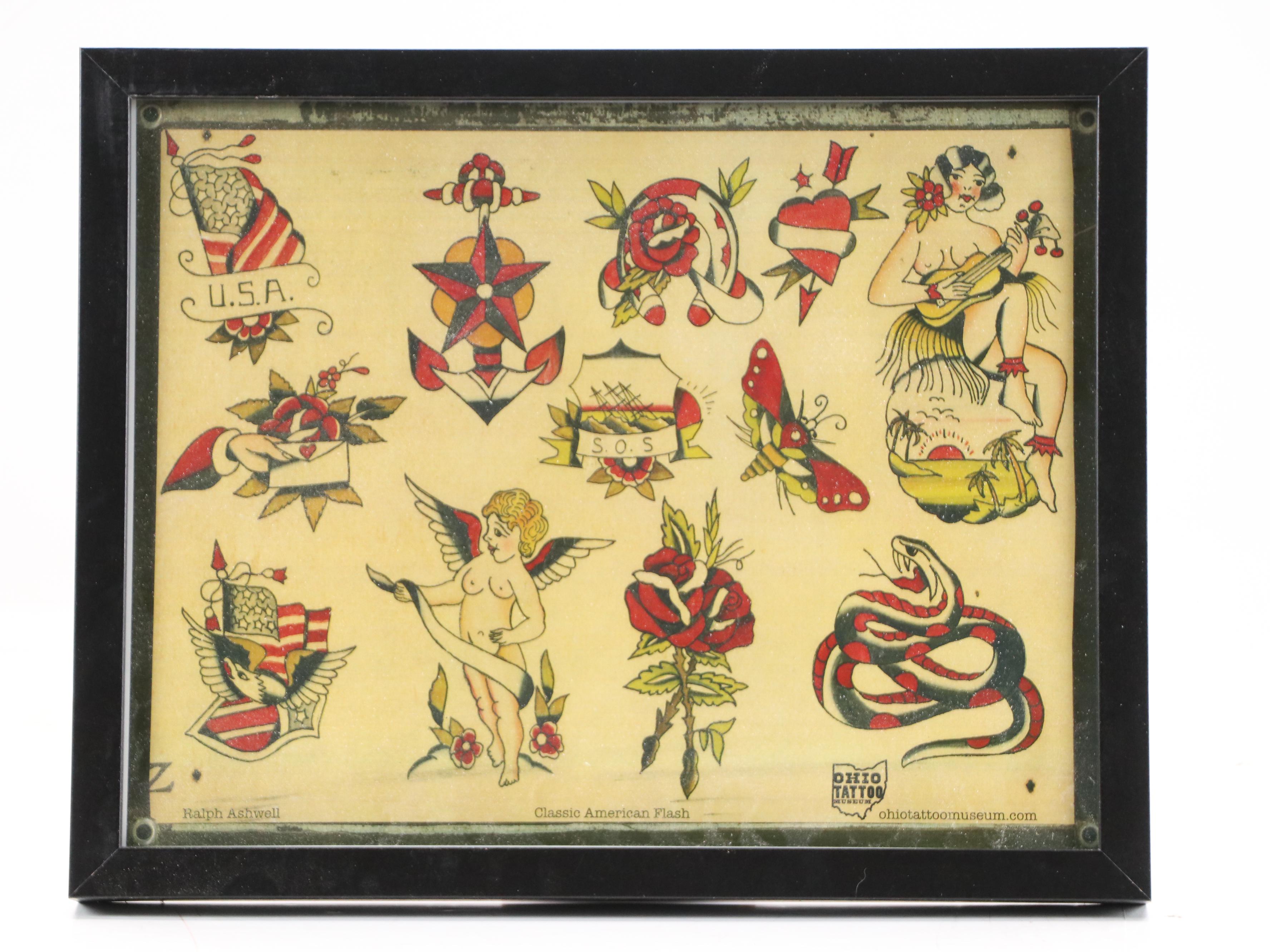 Ohio Tattoo Museum Offset Lithographs of Classic American Flash Designs