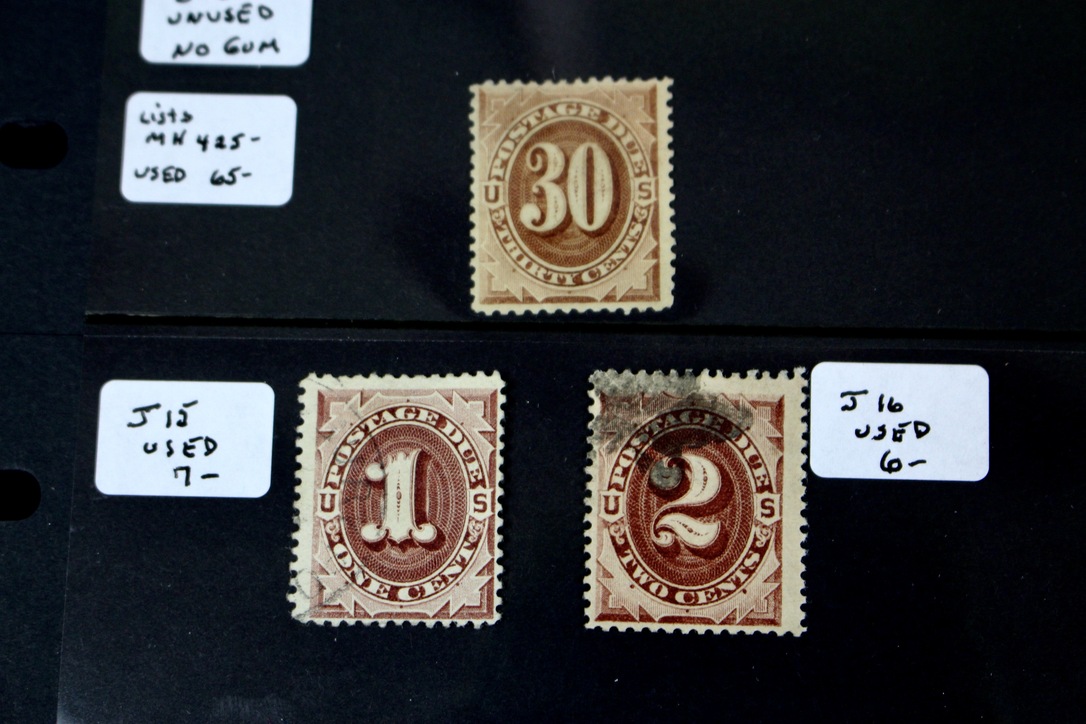 Group of 13 Early U.S. Postage Due Stamps