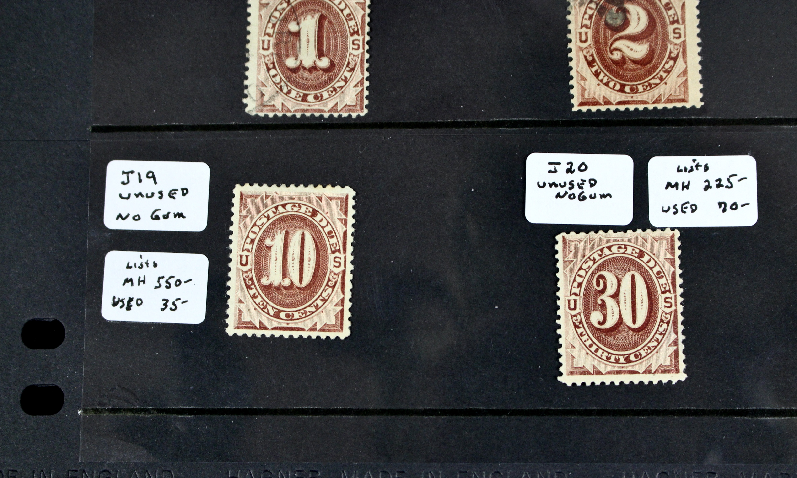 Group of 13 Early U.S. Postage Due Stamps