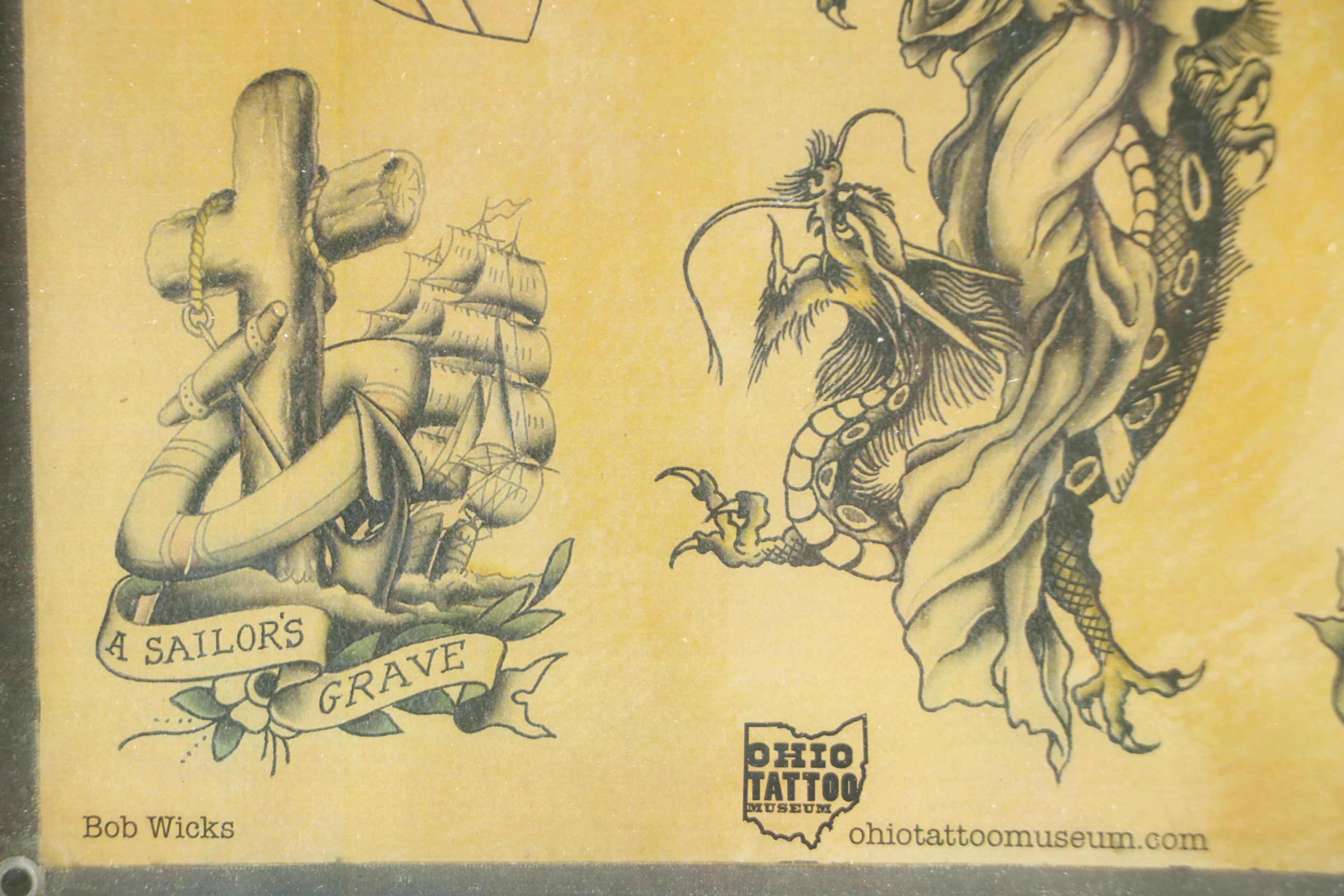 Ohio Tattoo Museum Offset Lithographs of Bob Wicks Nautical Tattoo Designs