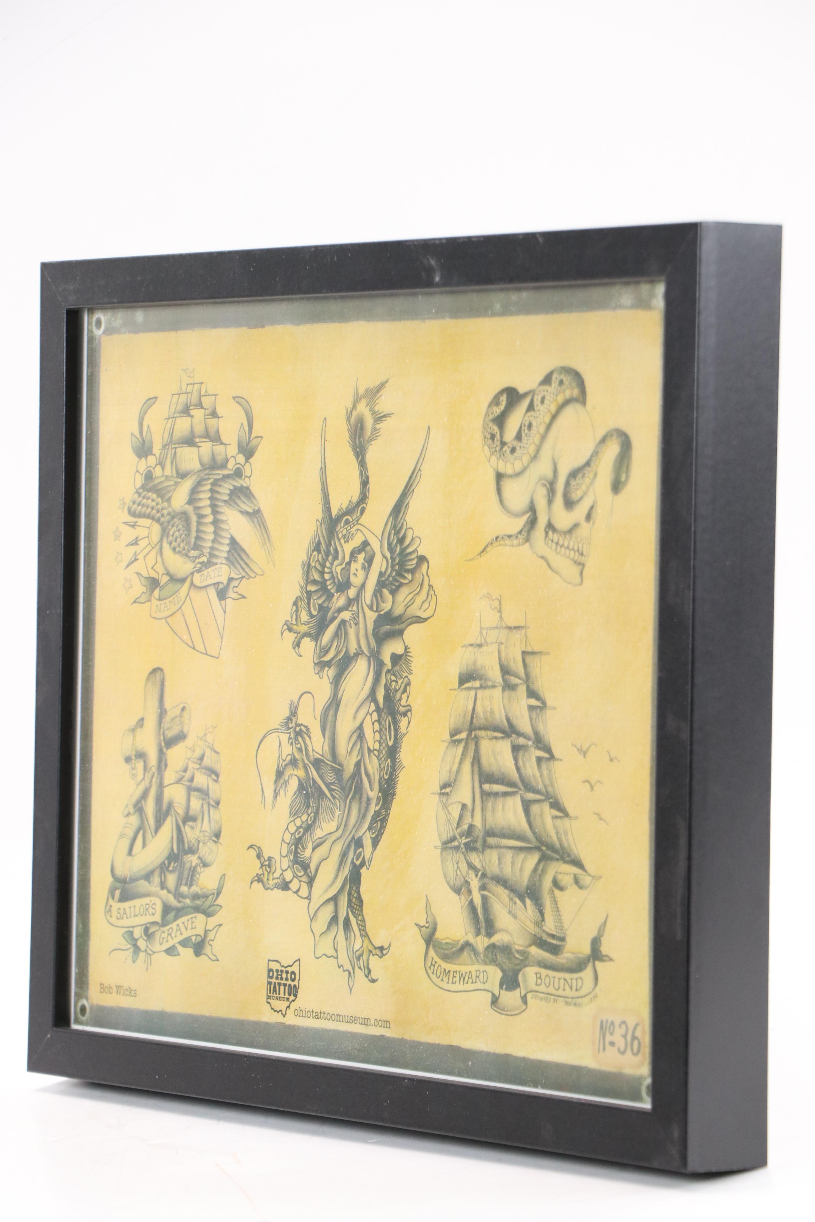 Ohio Tattoo Museum Offset Lithographs of Bob Wicks Nautical Tattoo Designs