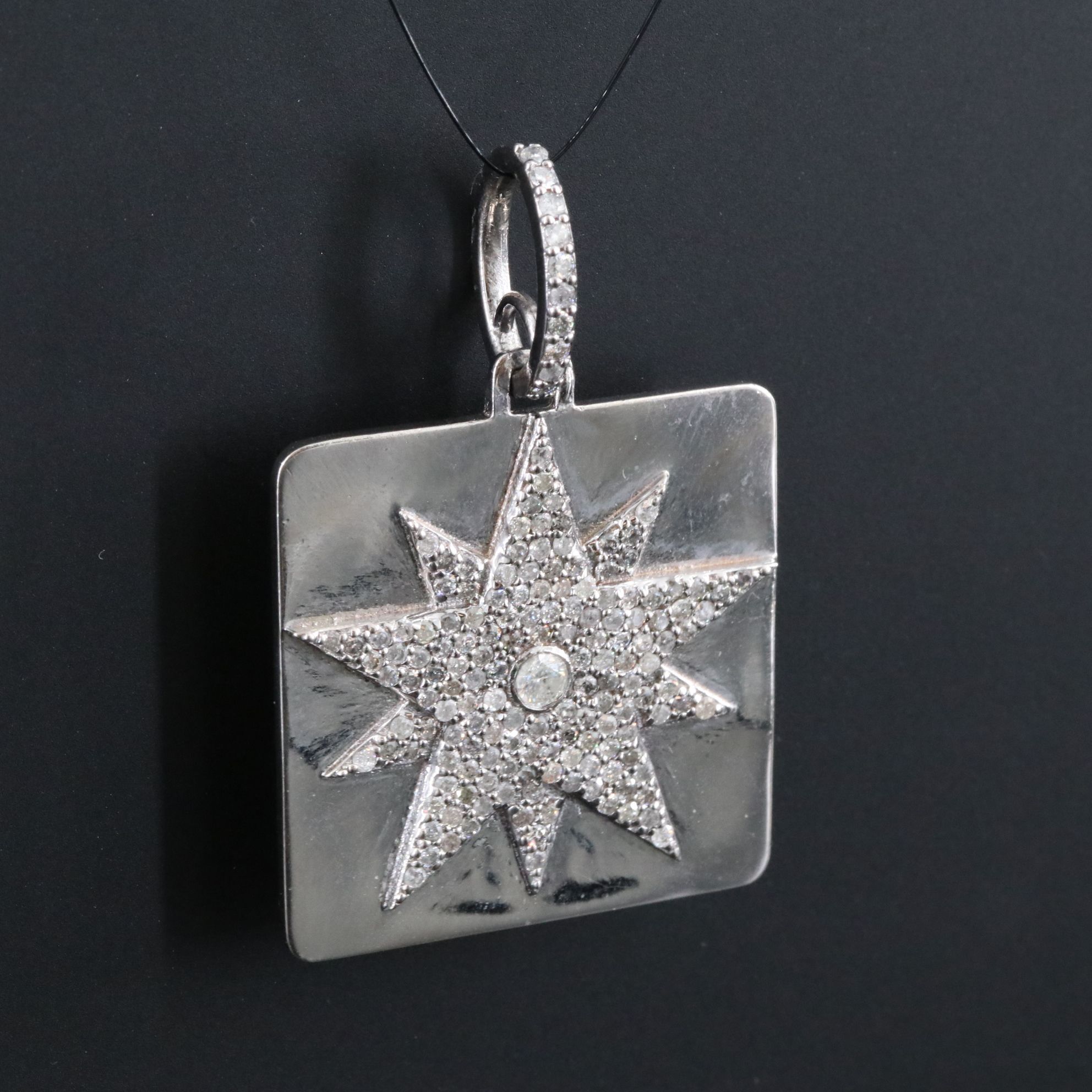 Sheryl Lowe Sterling Pavé Diamond Starburst Pendant