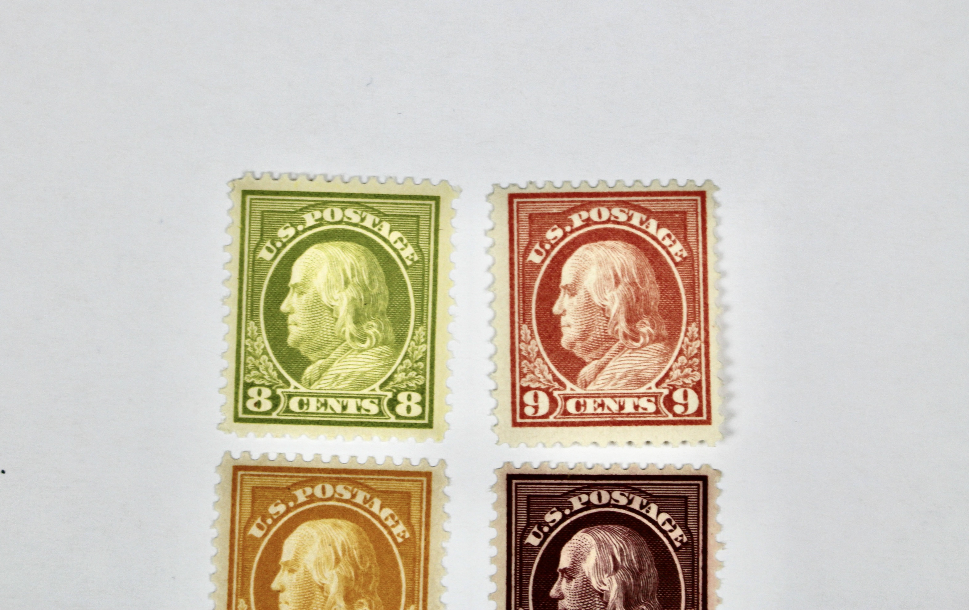 Seven Different Mint Franklin Stamps from 1912-1914