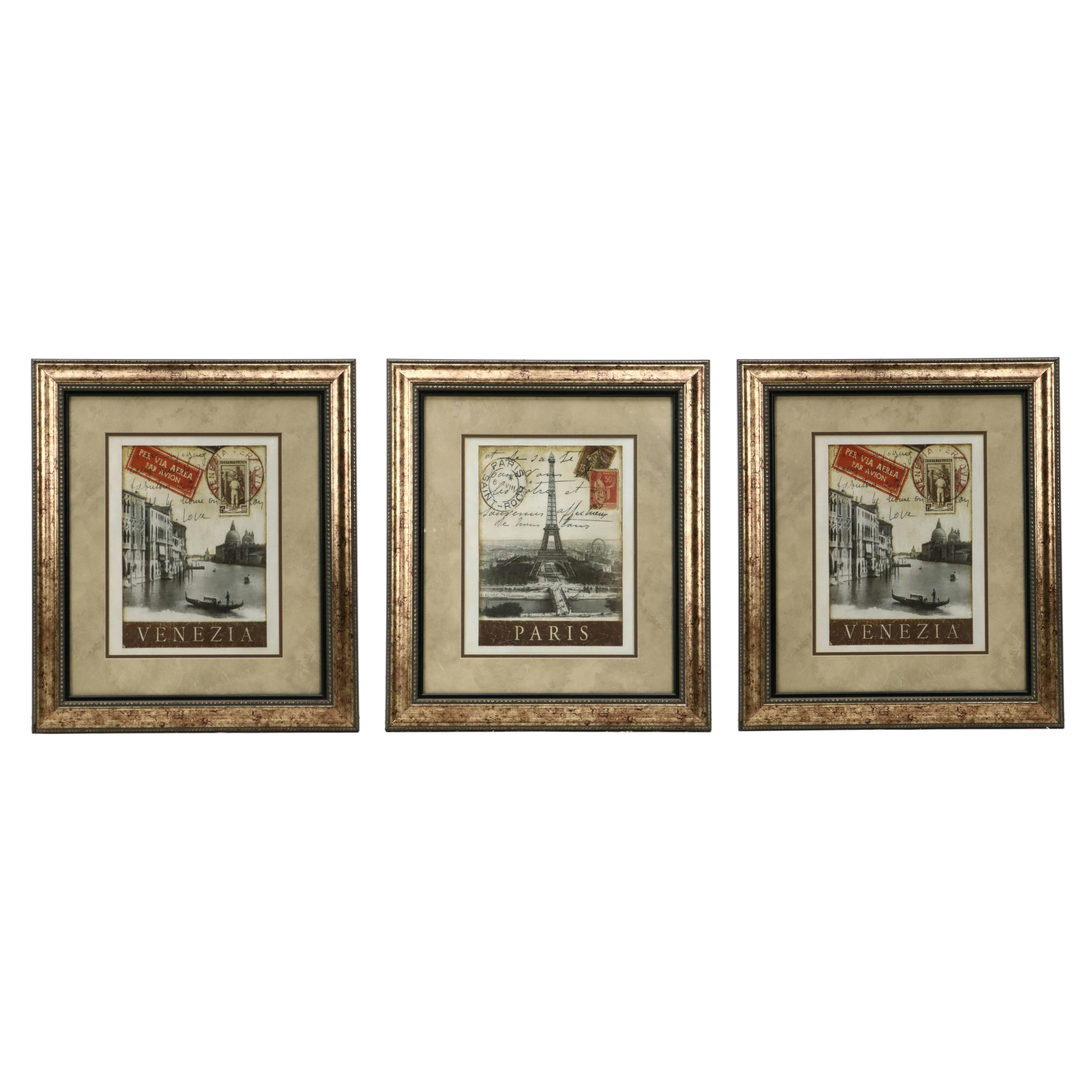 Scrapbook Style Travel Offset Lithographs, Circa 2010