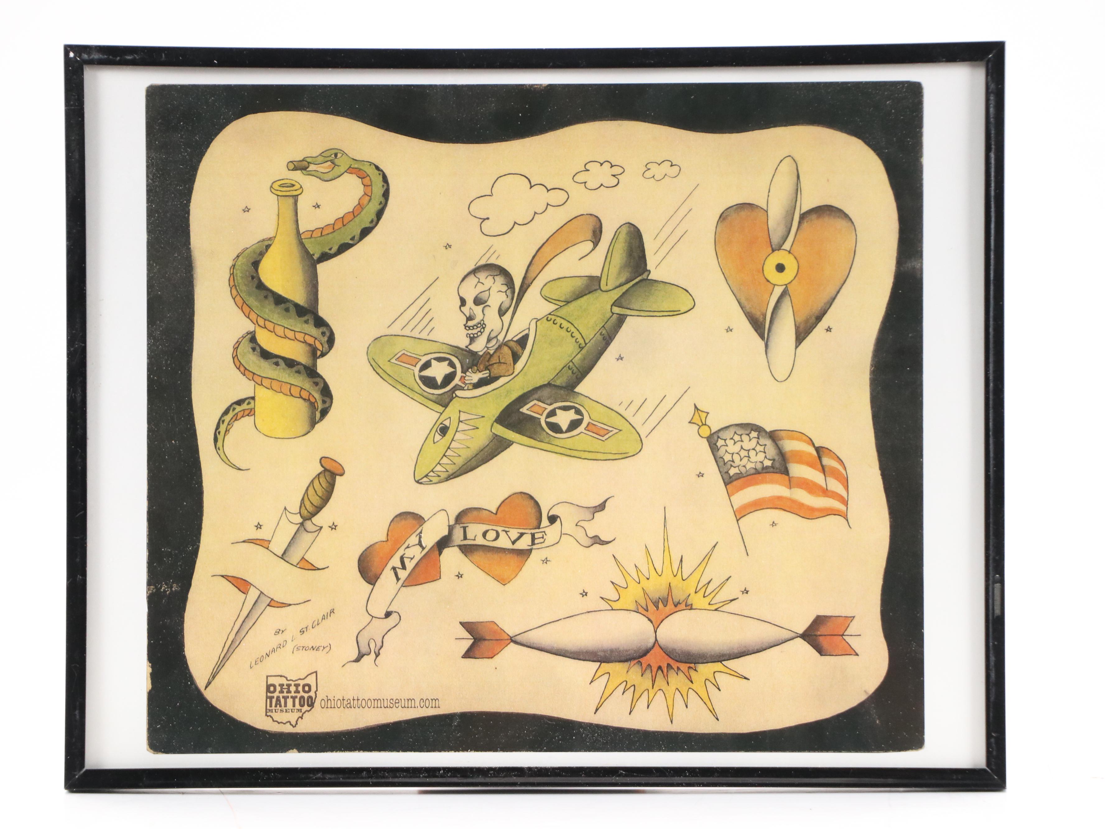 Ohio Tattoo Museum Offset Lithographs of Leonard St. Clair US Air Force Designs