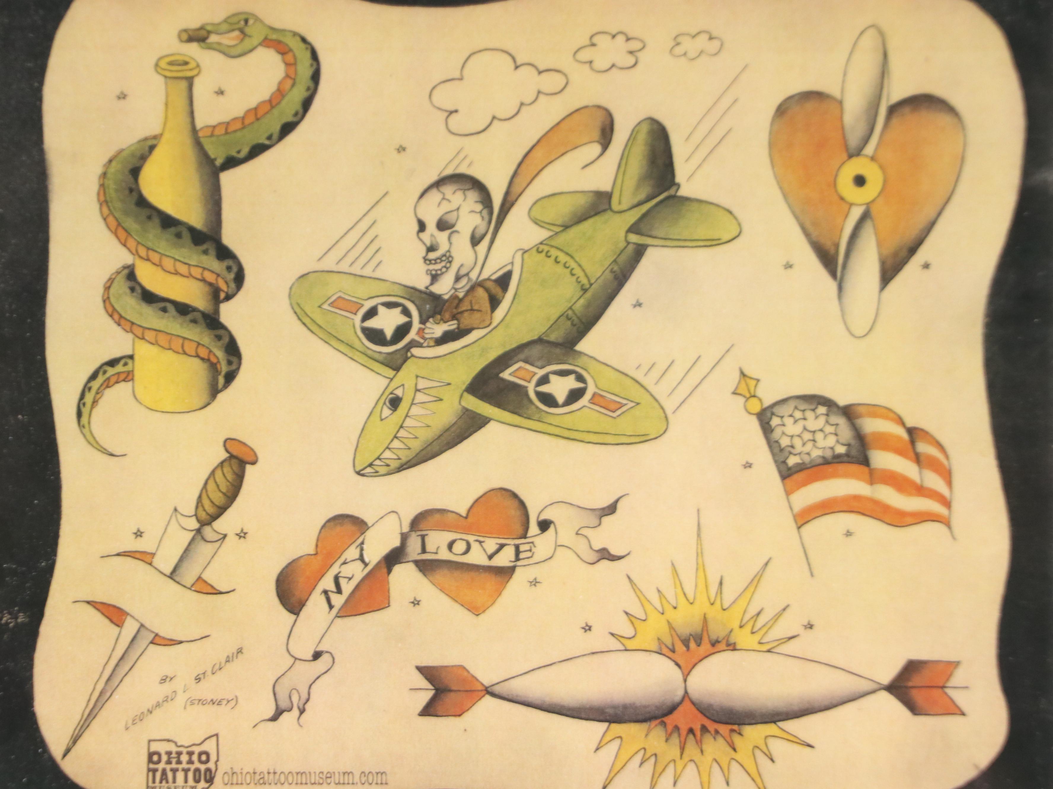 Ohio Tattoo Museum Offset Lithographs of Leonard St. Clair US Air Force Designs