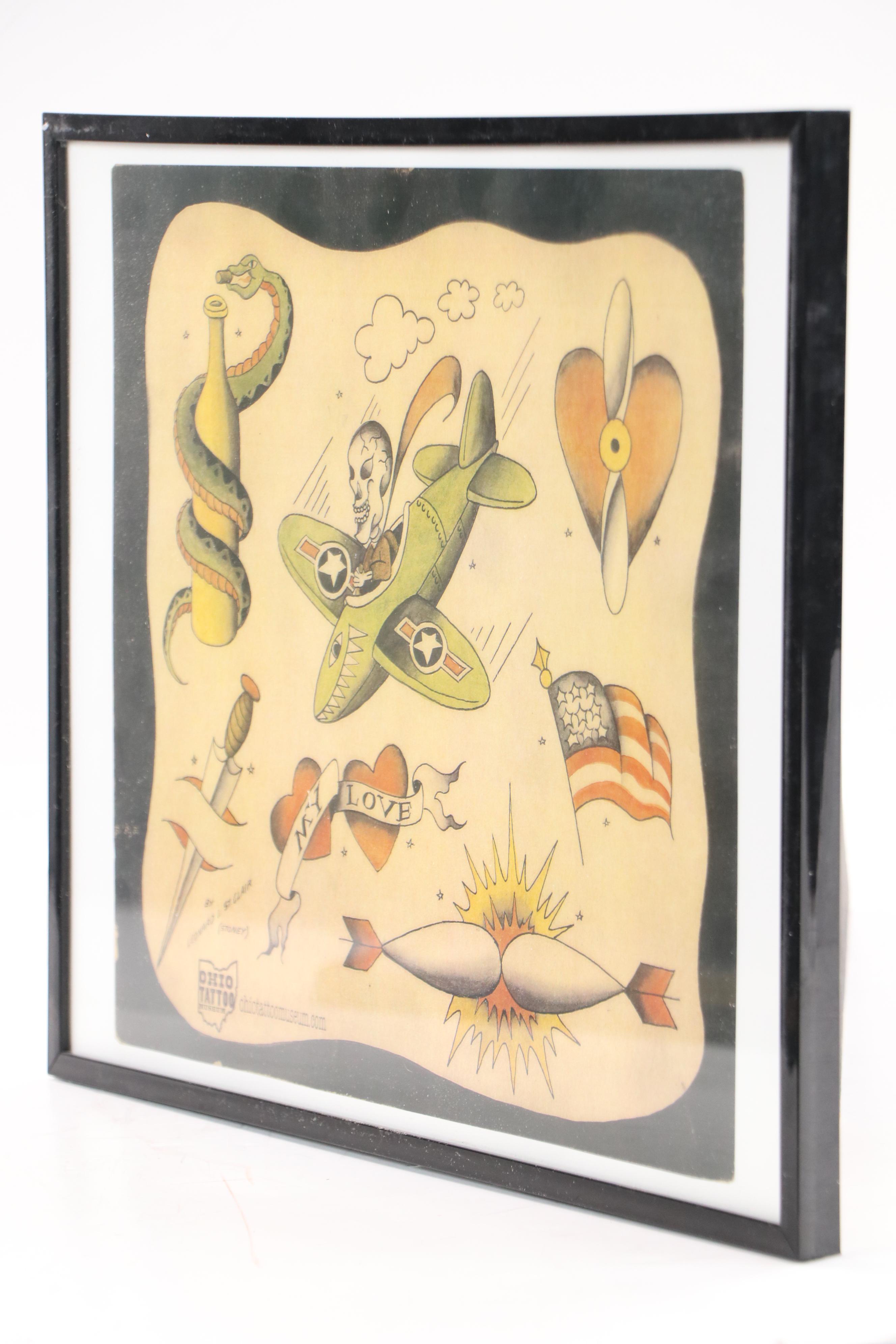 Ohio Tattoo Museum Offset Lithographs of Leonard St. Clair US Air Force Designs