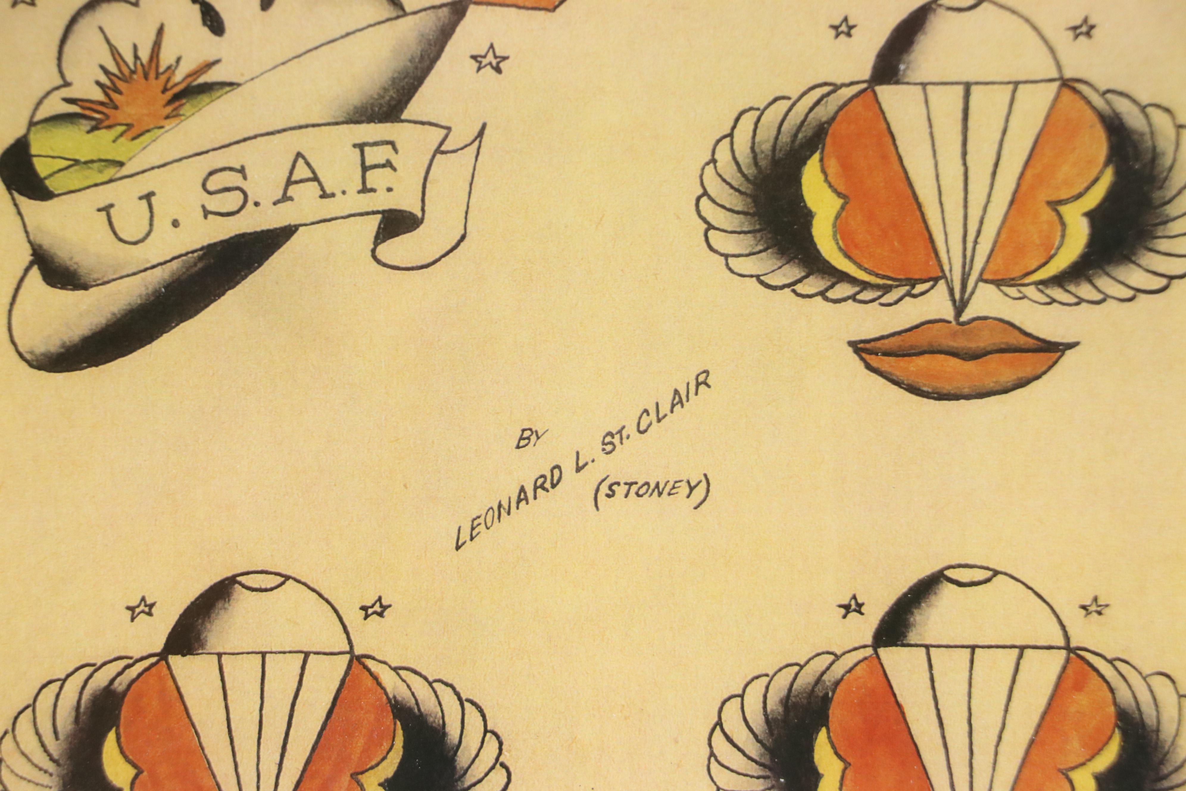 Ohio Tattoo Museum Offset Lithographs of Leonard St. Clair US Air Force Designs