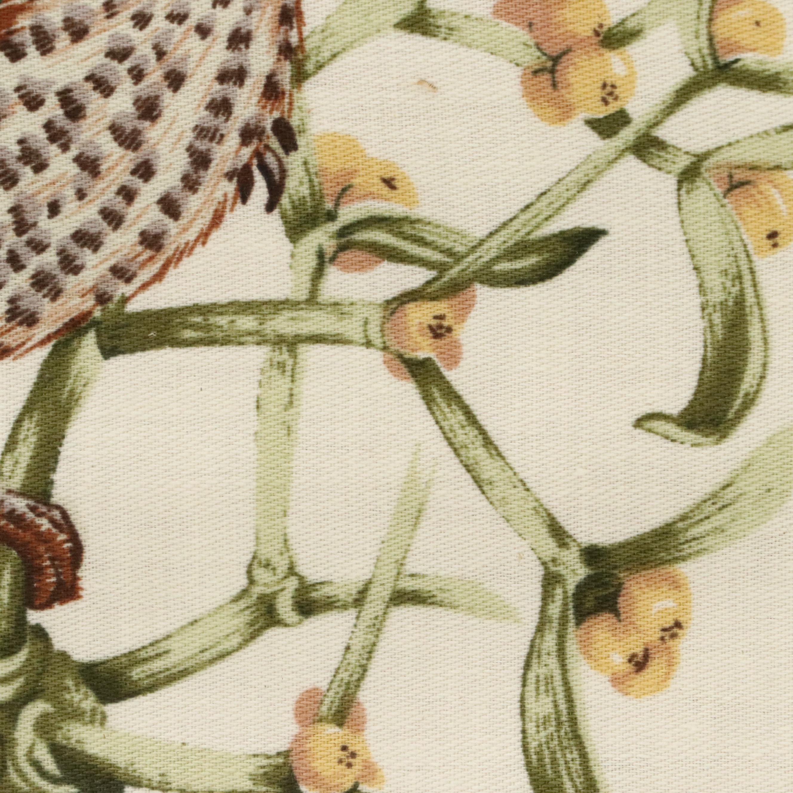 Watercolor Painting on Silk of Bird Eating Berries